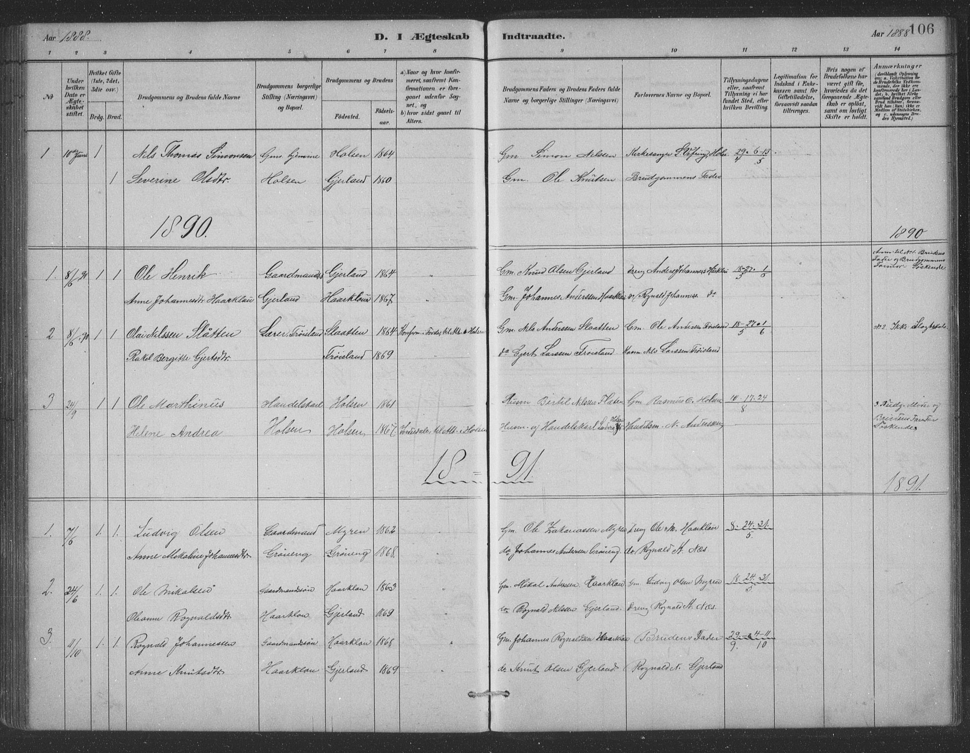 Førde sokneprestembete, AV/SAB-A-79901/H/Hab/Habc/L0002: Parish register (copy) no. C 2, 1881-1911, p. 106