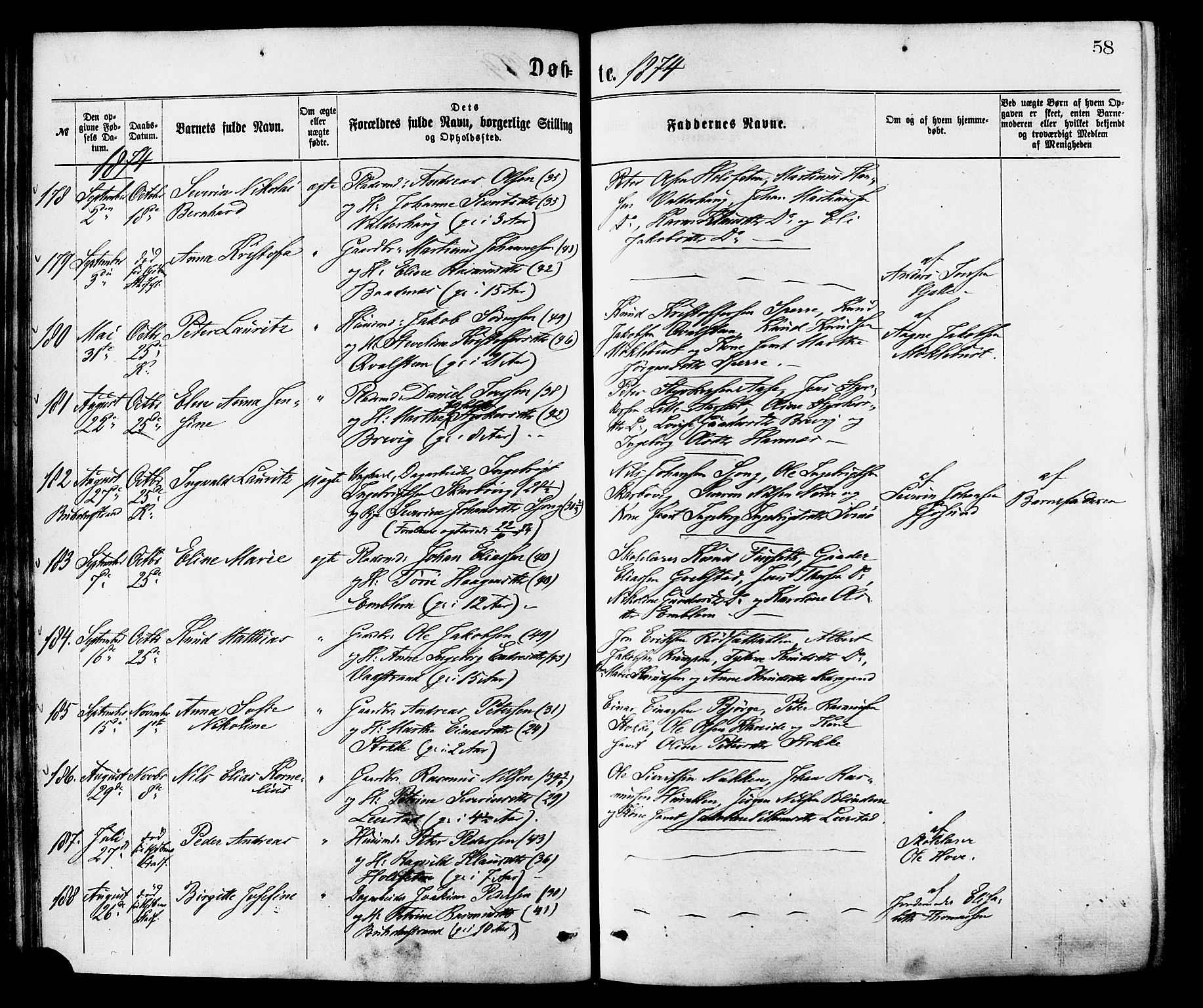 Ministerialprotokoller, klokkerbøker og fødselsregistre - Møre og Romsdal, AV/SAT-A-1454/528/L0400: Parish register (official) no. 528A11, 1871-1879, p. 58