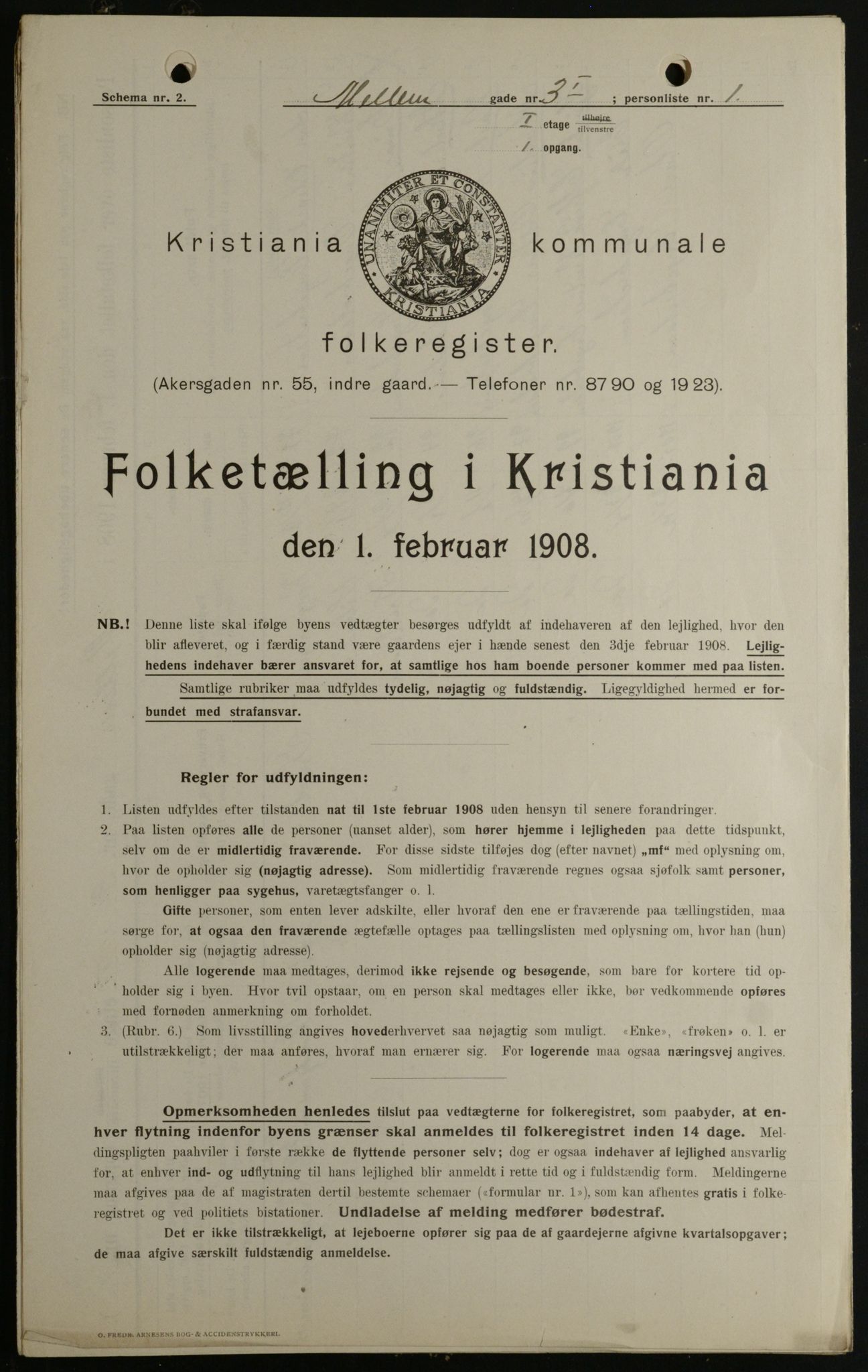 OBA, Municipal Census 1908 for Kristiania, 1908, p. 58305