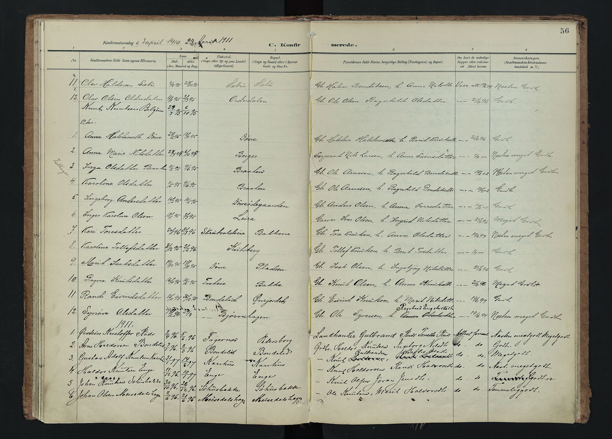 Nord-Aurdal prestekontor, SAH/PREST-132/H/Ha/Haa/L0015: Parish register (official) no. 15, 1896-1914, p. 56
