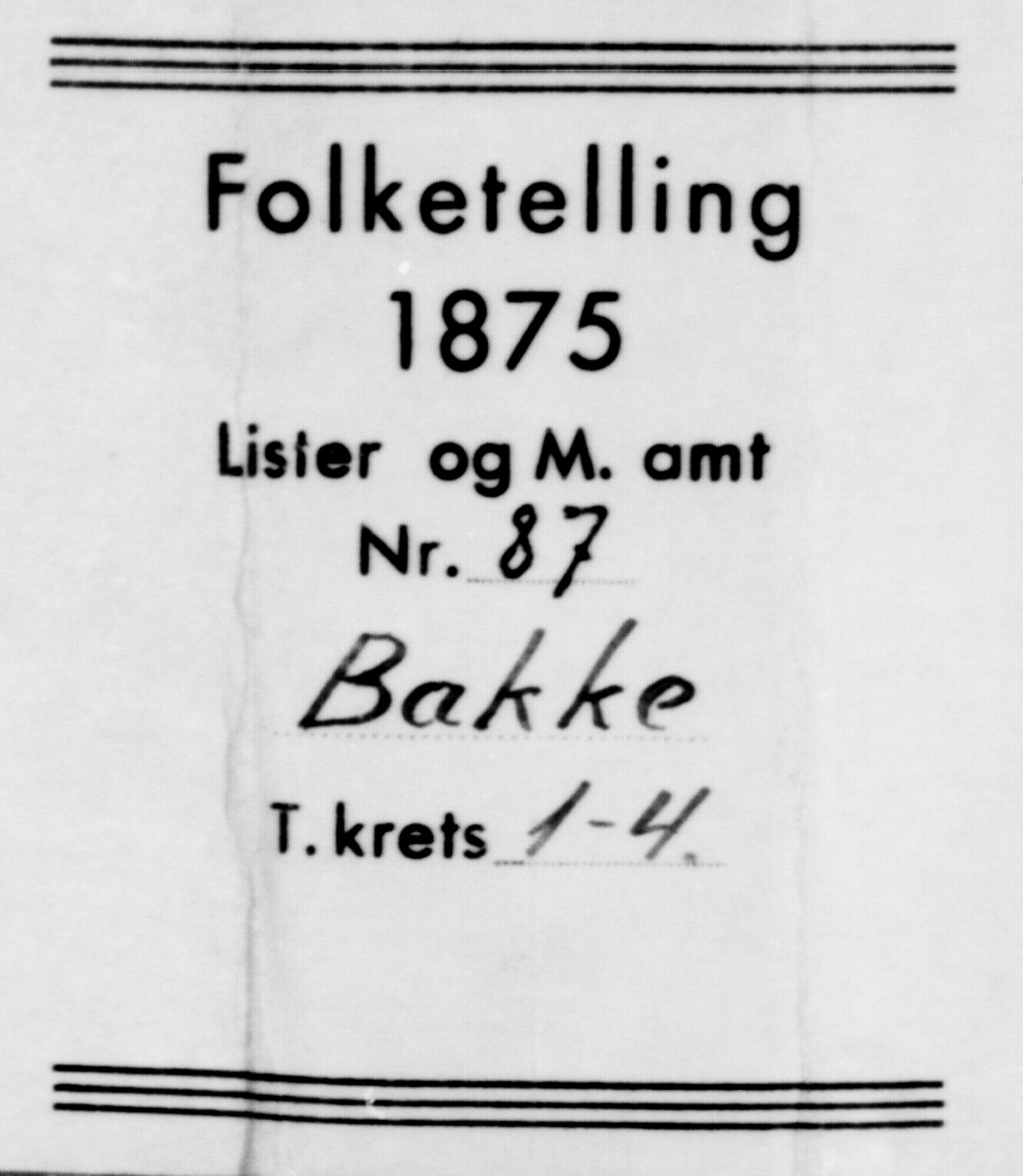 SAK, 1875 census for 1045P Bakke, 1875, p. 54