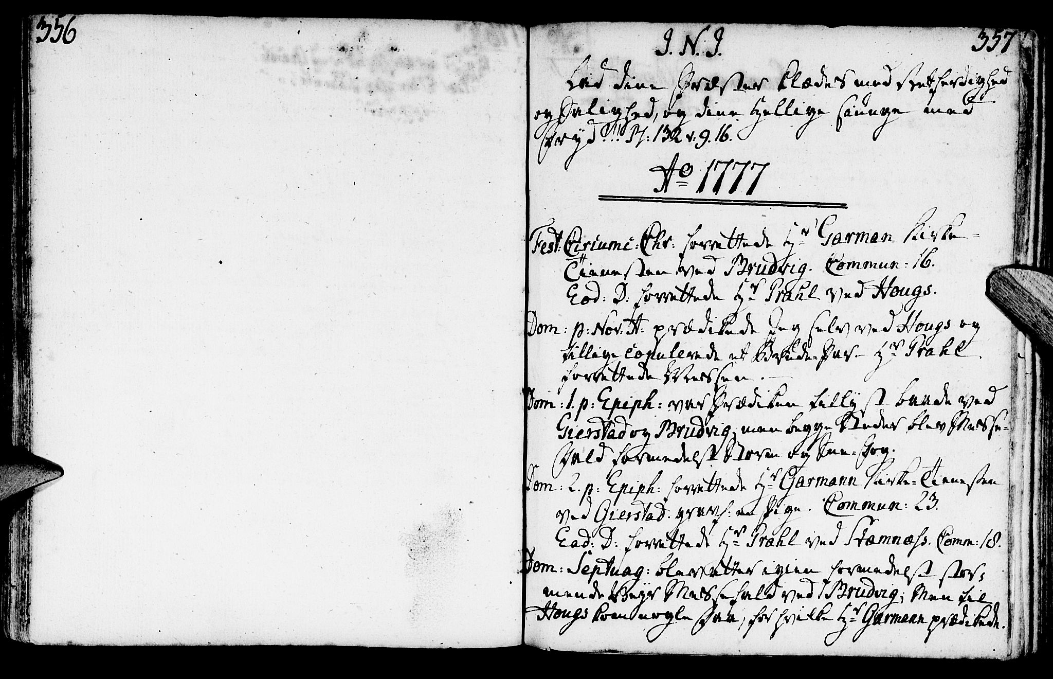 Haus sokneprestembete, SAB/A-75601/H/Haa: Parish register (official) no. A 9, 1767-1781, p. 356-357
