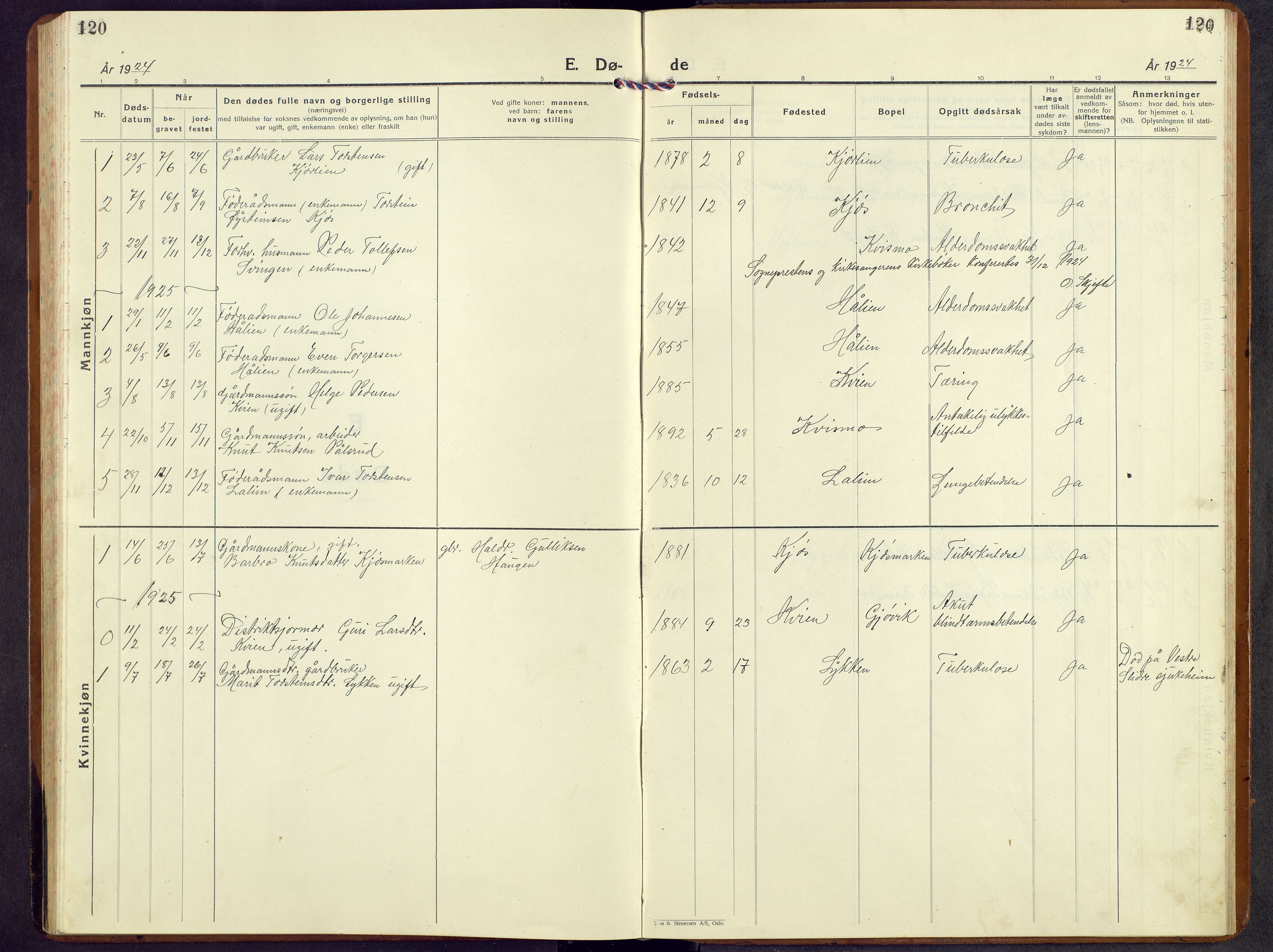 Vang prestekontor, Valdres, SAH/PREST-140/H/Hb/L0008: Parish register (copy) no. 8, 1925-1967, p. 120
