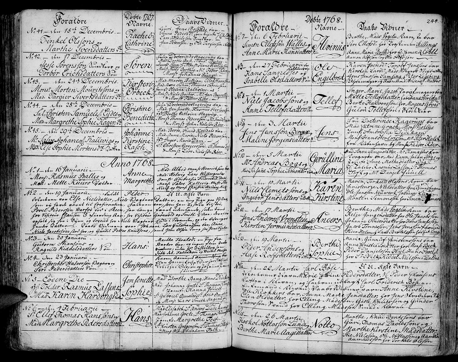 Arendal sokneprestkontor, Trefoldighet, SAK/1111-0040/F/Fa/L0001: Parish register (official) no. A 1, 1703-1815, p. 244