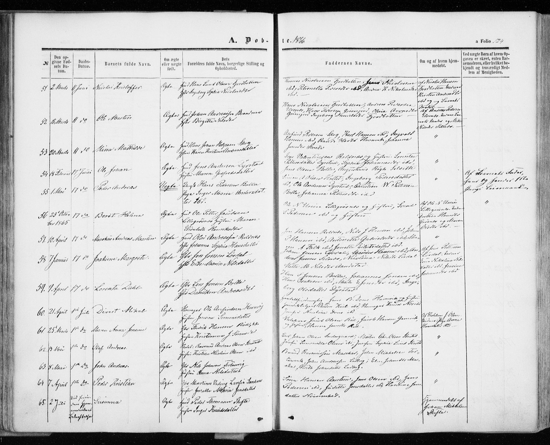Ibestad sokneprestembete, SATØ/S-0077/H/Ha/Haa/L0009kirke: Parish register (official) no. 9, 1859-1868, p. 124