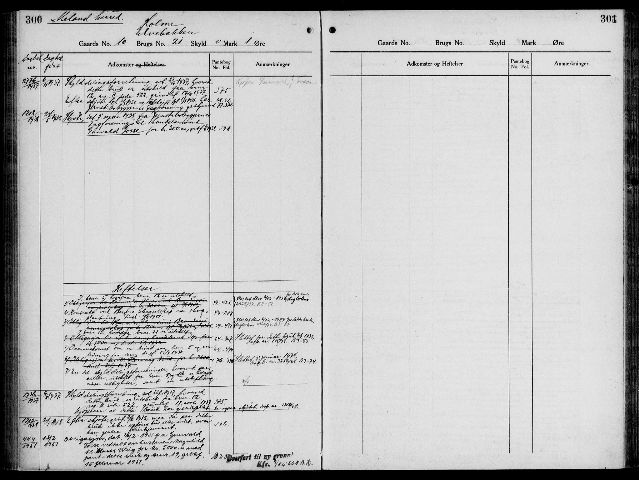 Nordhordland sorenskrivar, AV/SAB-A-2901/1/G/Ga/Gaaa/L0043: Mortgage register no. II.A.a.43, 1893-1952, p. 300-301