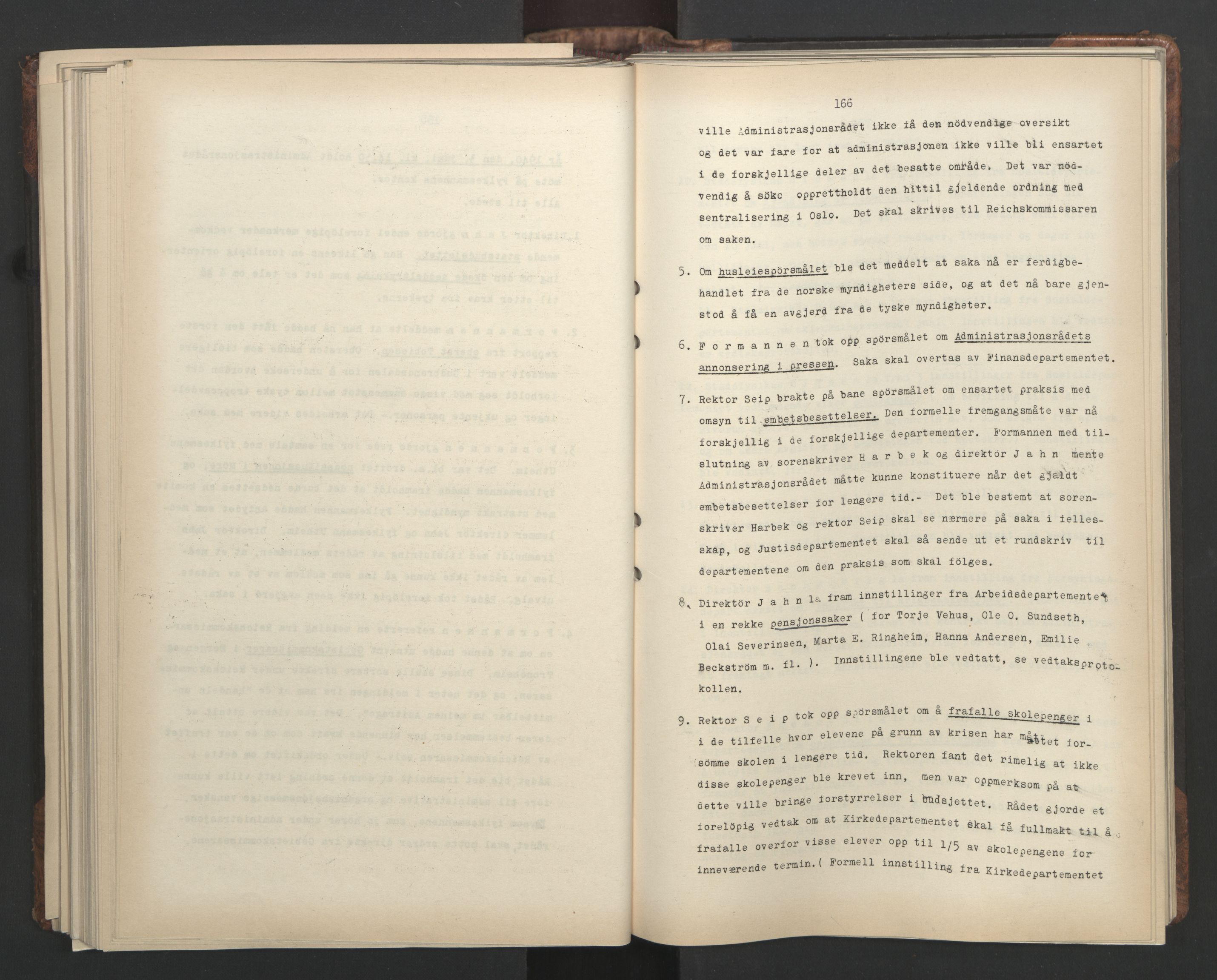 Administrasjonsrådet, AV/RA-S-1004/A/L0001: Møteprotokoll med tillegg 15/4-25/9, 1940, p. 166