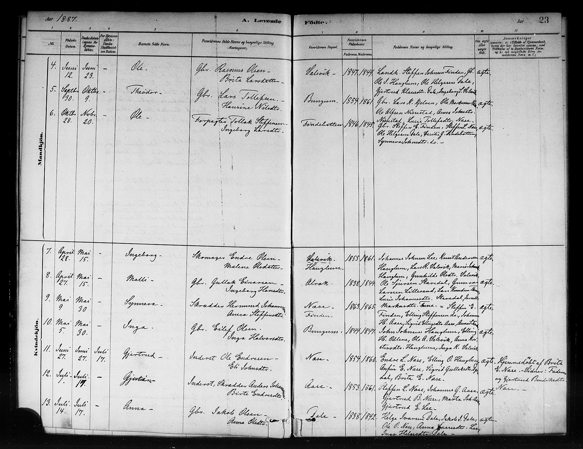 Vik sokneprestembete, AV/SAB-A-81501/H/Haa/Haac/L0001: Parish register (official) no. C 1, 1878-1890, p. 23