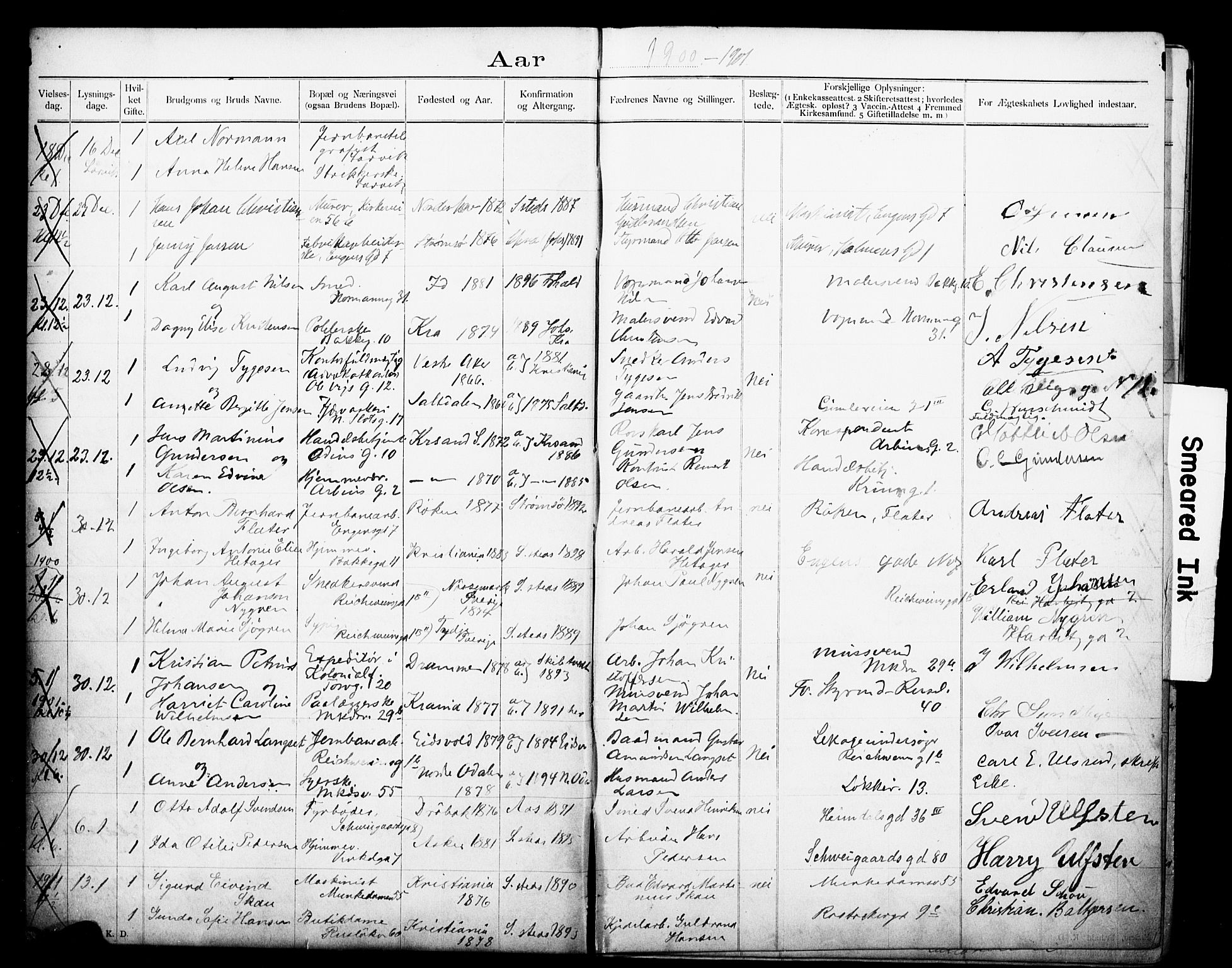 Johannes prestekontor Kirkebøker, AV/SAO-A-10852/H/Ha/L0004: Banns register no. 4, 1900-1912