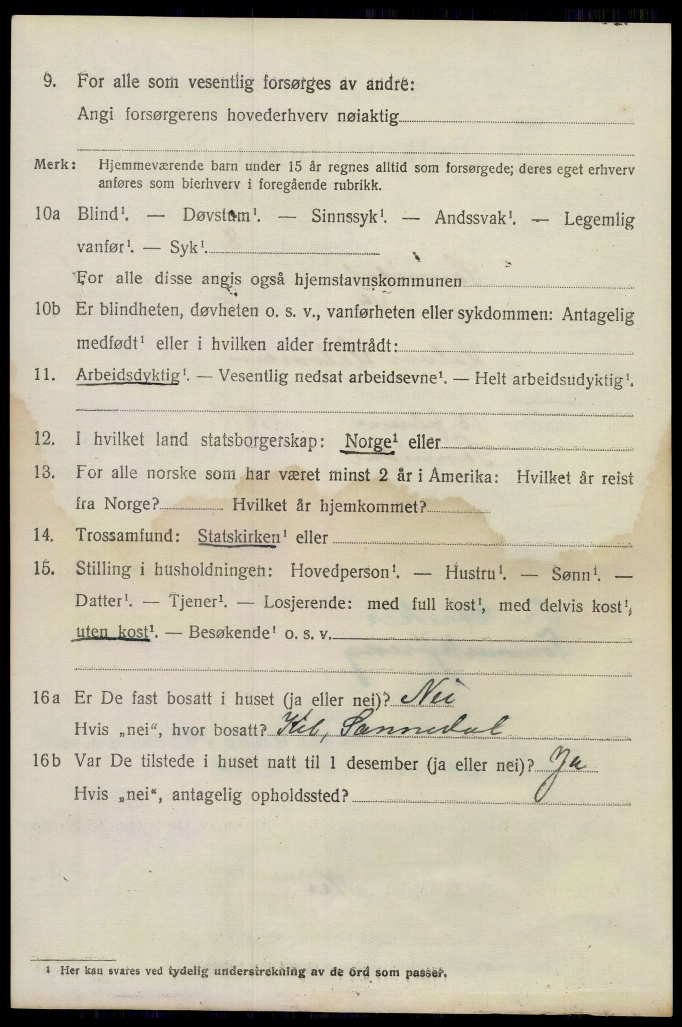 SAKO, 1920 census for Sannidal, 1920, p. 1630