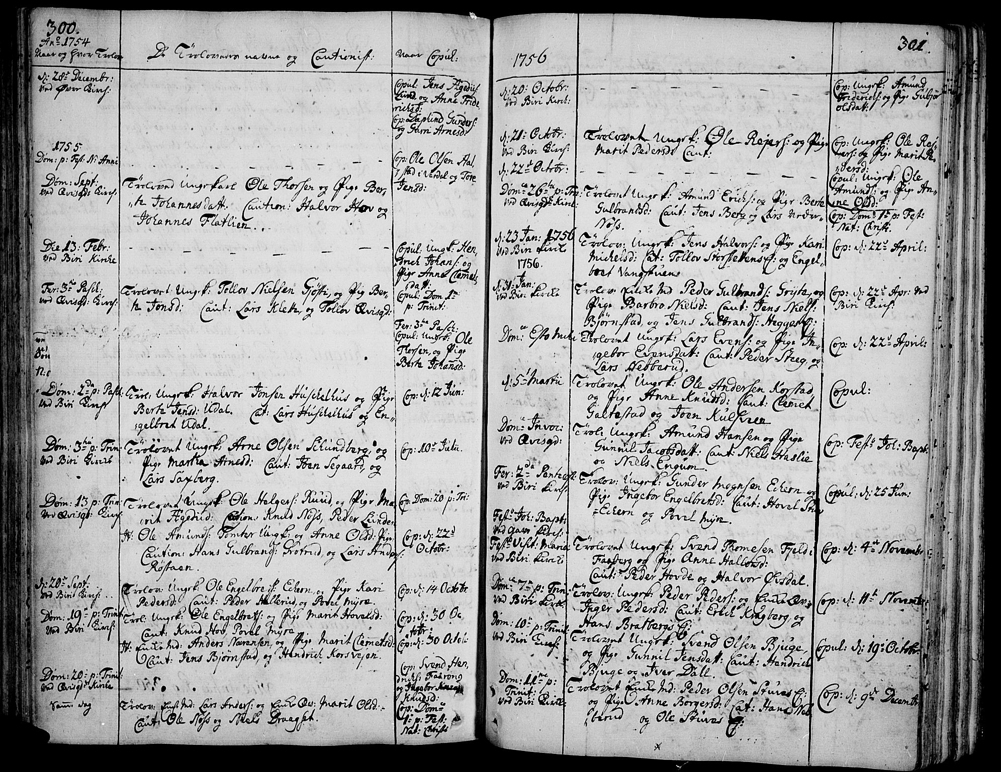 Biri prestekontor, SAH/PREST-096/H/Ha/Haa/L0002: Parish register (official) no. 2, 1754-1789, p. 300-301