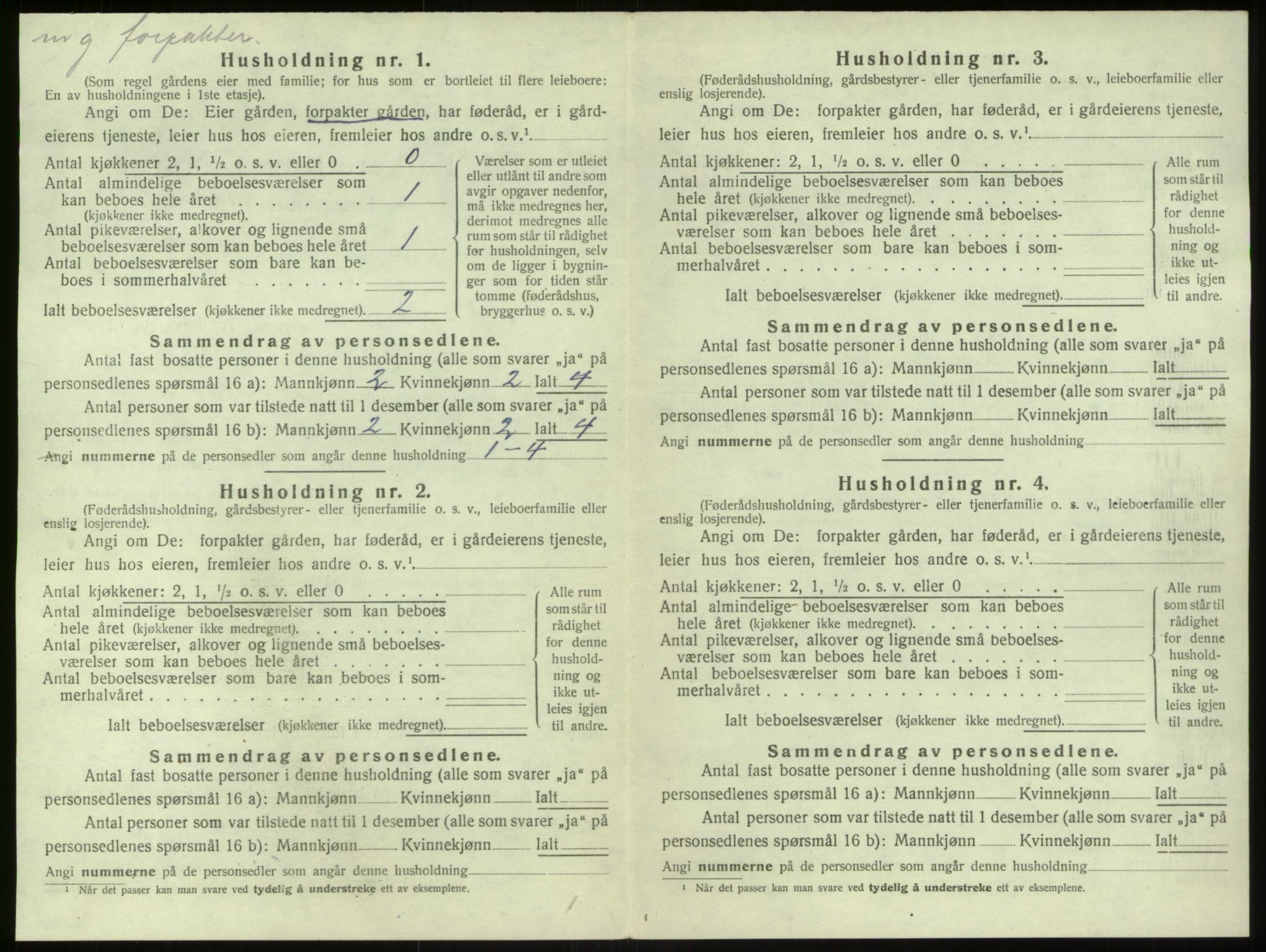 SAB, 1920 census for Modalen, 1920, p. 210