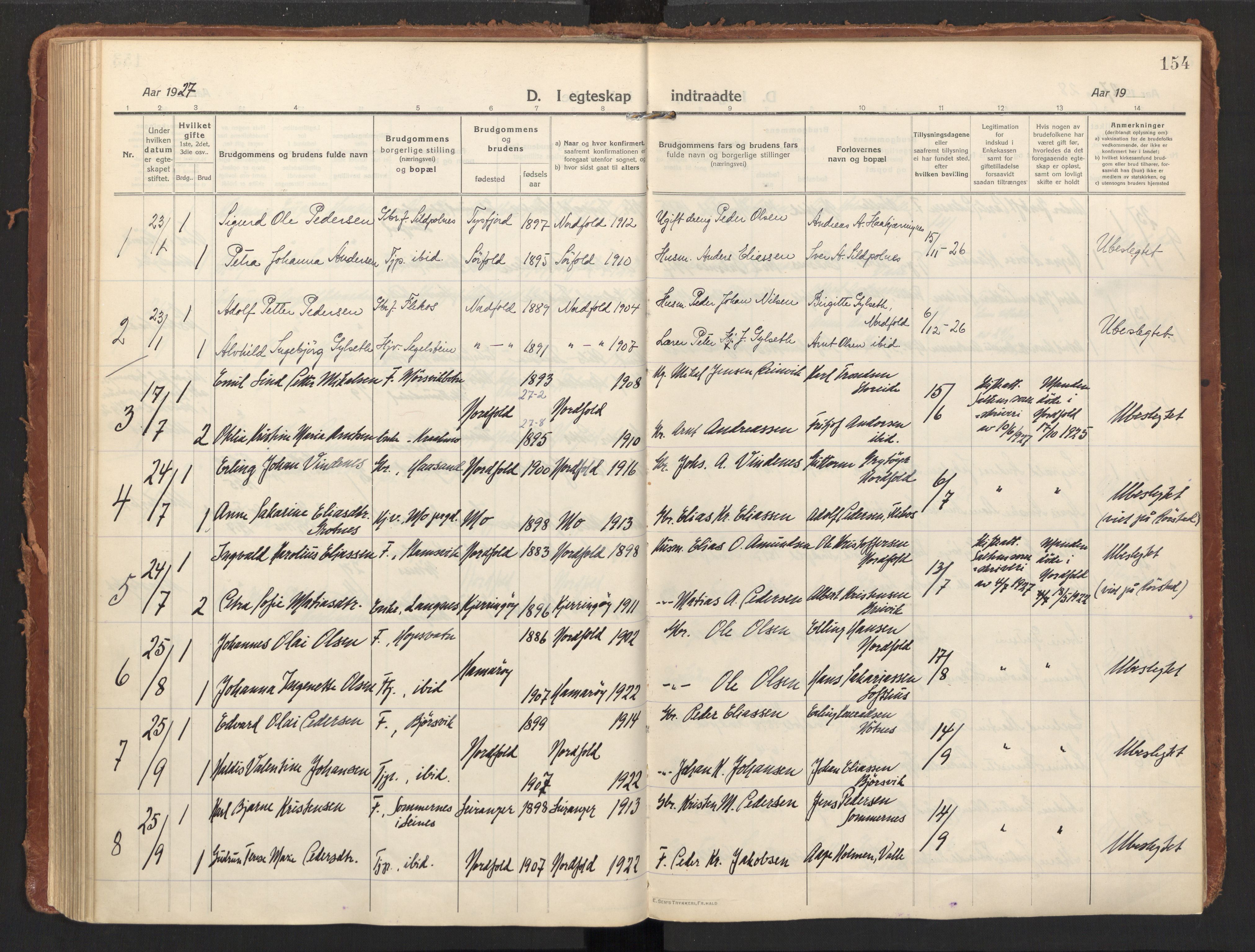 Ministerialprotokoller, klokkerbøker og fødselsregistre - Nordland, AV/SAT-A-1459/858/L0833: Parish register (official) no. 858A03, 1916-1934, p. 154