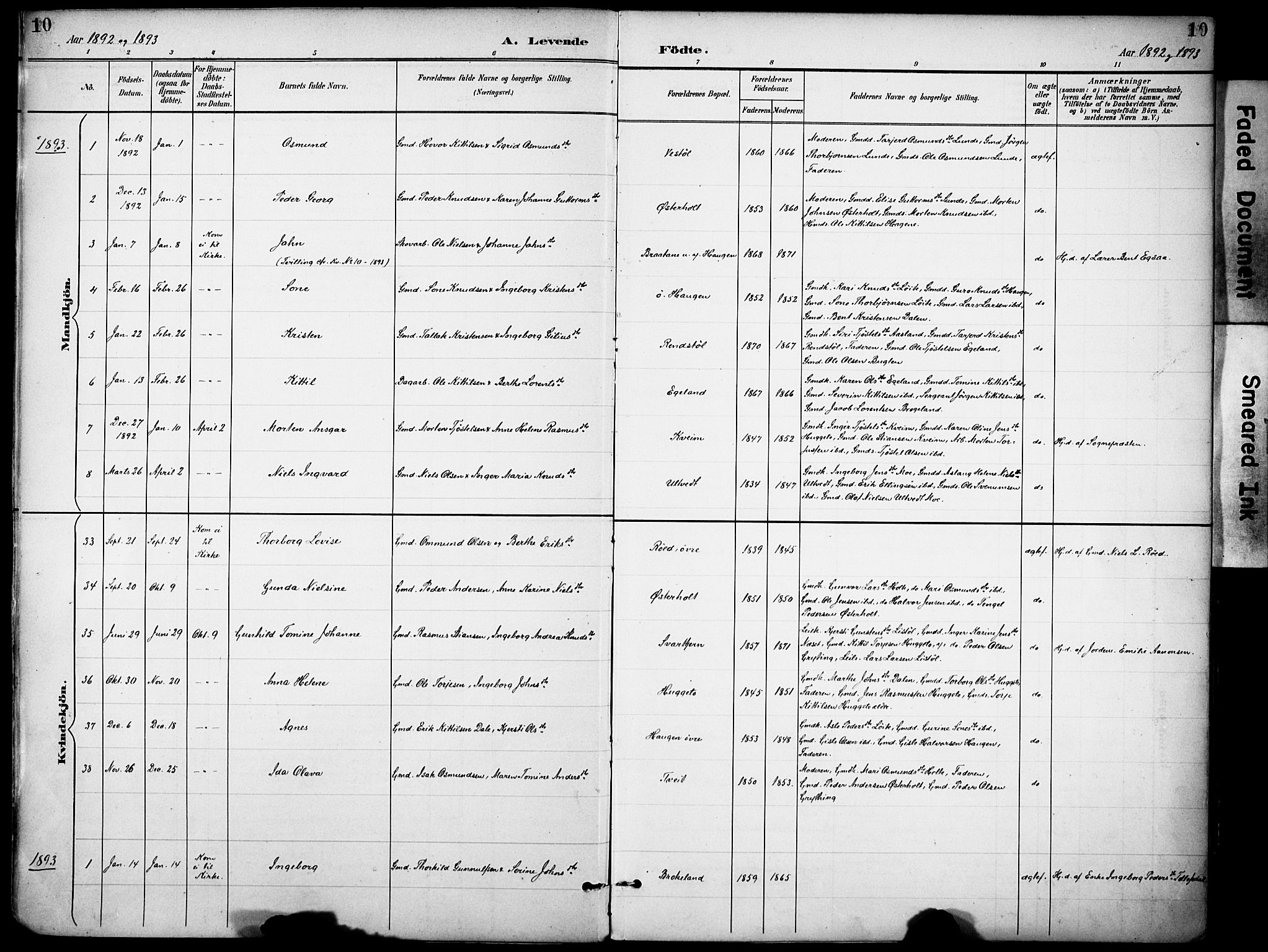 Gjerstad sokneprestkontor, SAK/1111-0014/F/Fa/Faa/L0010: Parish register (official) no. A 10, 1891-1902, p. 10