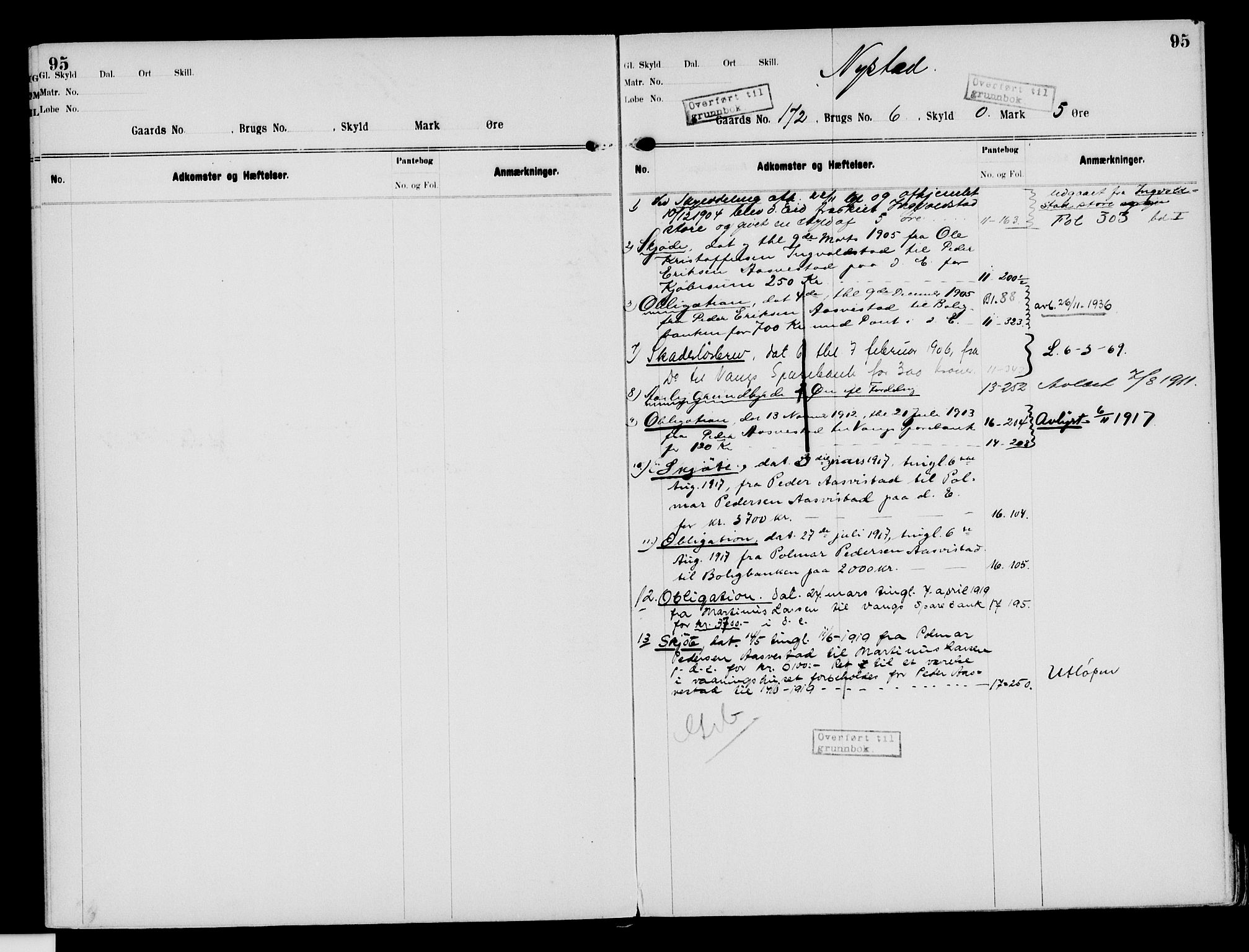 Nord-Hedmark sorenskriveri, SAH/TING-012/H/Ha/Had/Hade/L0003: Mortgage register no. 4.3, 1899-1940, p. 95