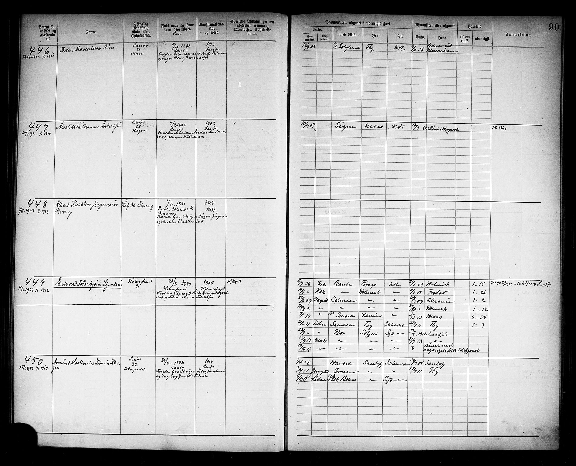 Holmestrand innrulleringskontor, SAKO/A-1151/F/Fb/L0002: Annotasjonsrulle, 1894-1911, p. 93