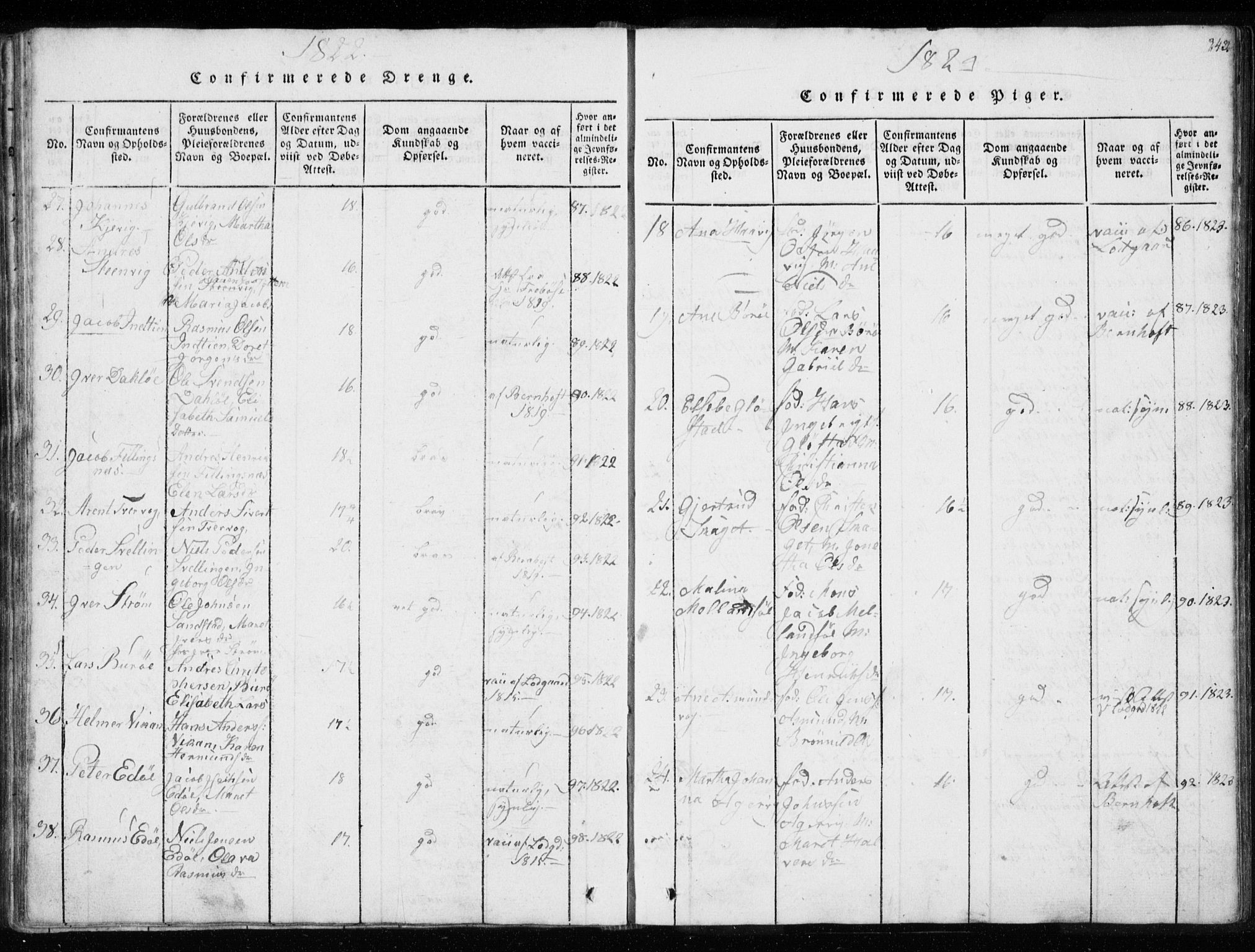 Ministerialprotokoller, klokkerbøker og fødselsregistre - Sør-Trøndelag, SAT/A-1456/634/L0527: Parish register (official) no. 634A03, 1818-1826, p. 243