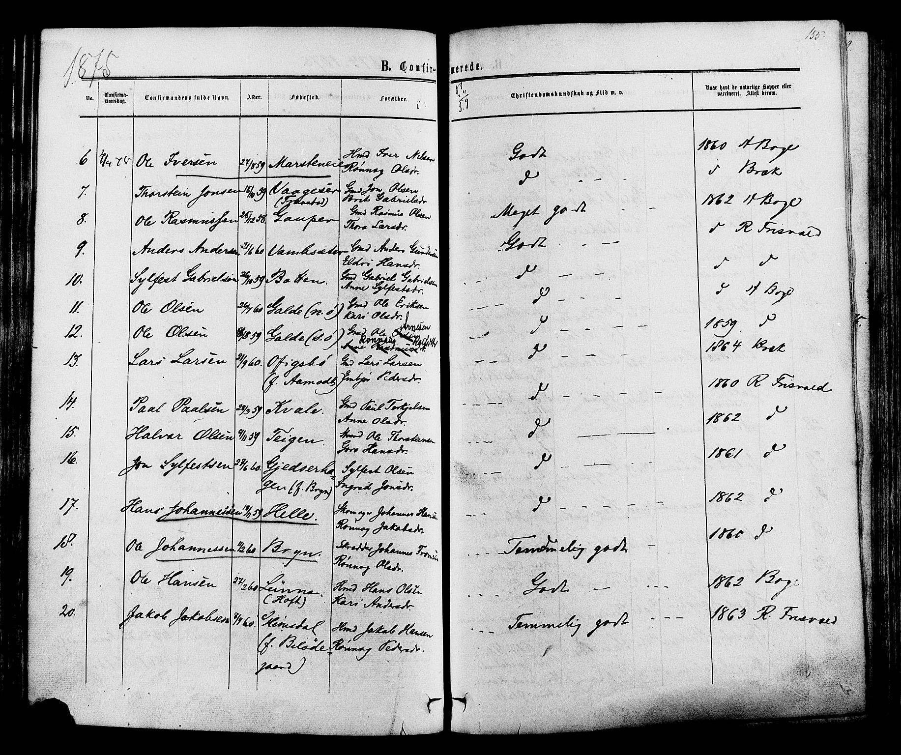 Lom prestekontor, SAH/PREST-070/K/L0007: Parish register (official) no. 7, 1863-1884, p. 155