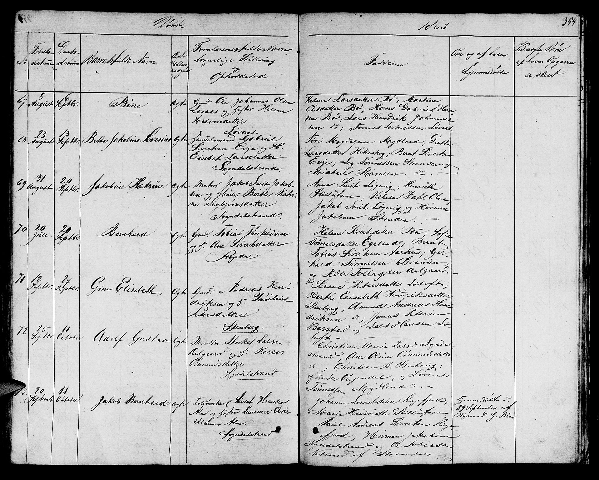 Sokndal sokneprestkontor, SAST/A-101808: Parish register (copy) no. B 2, 1849-1865, p. 354