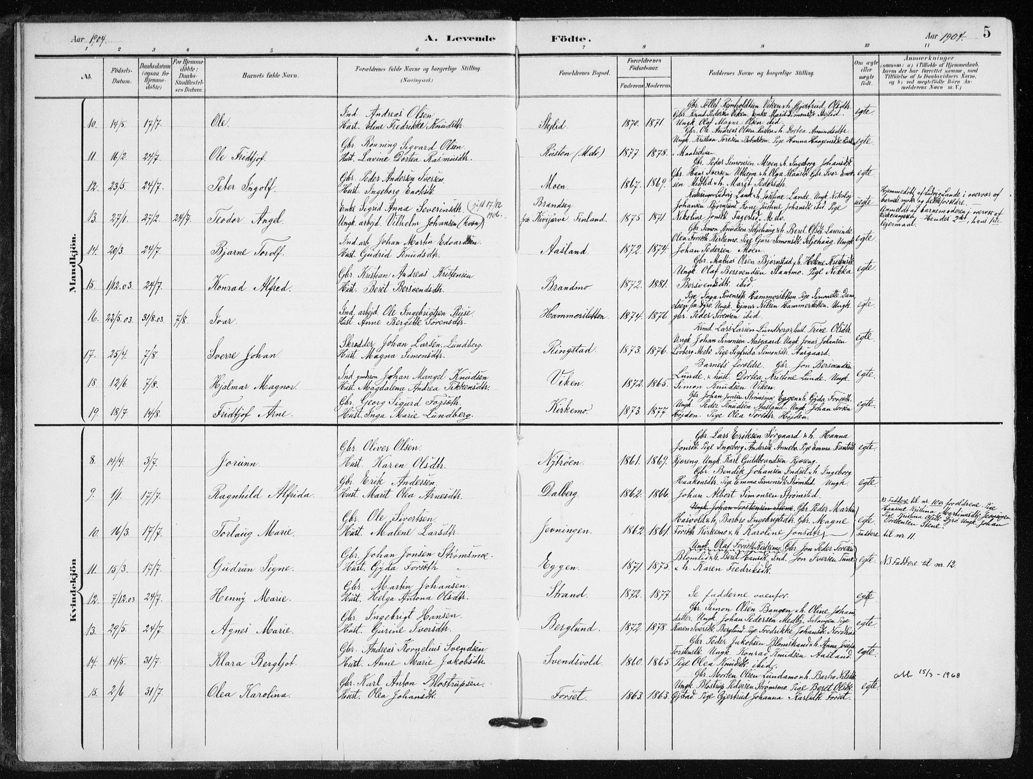 Målselv sokneprestembete, SATØ/S-1311/G/Ga/Gaa/L0013kirke: Parish register (official) no. 13, 1903-1919, p. 5