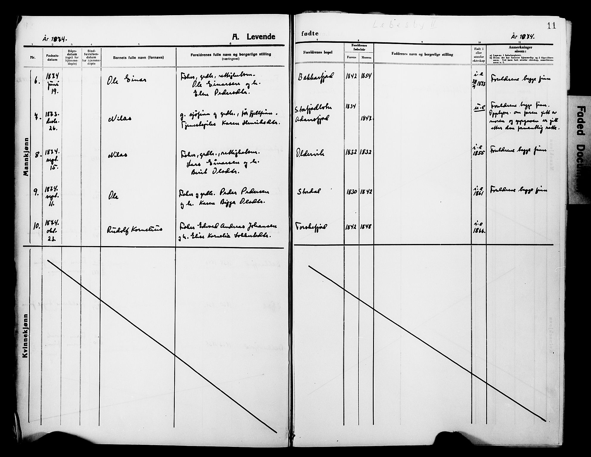 Lebesby sokneprestkontor, AV/SATØ-S-1353/H/Ha/L0004kirke: Parish register (official) no. 4, 1870-1902, p. 11