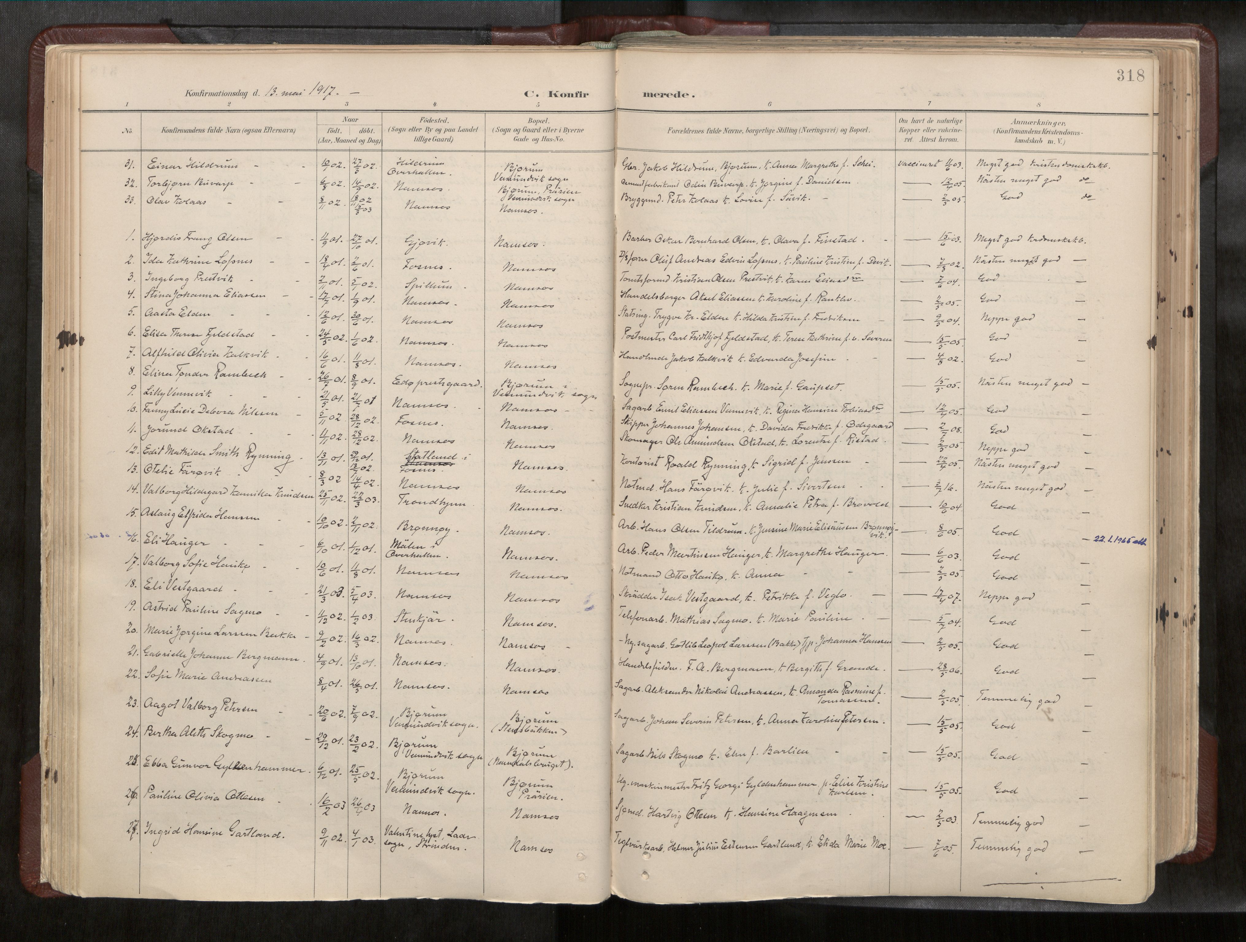 Ministerialprotokoller, klokkerbøker og fødselsregistre - Nord-Trøndelag, SAT/A-1458/768/L0579a: Parish register (official) no. 768A14, 1887-1931, p. 318