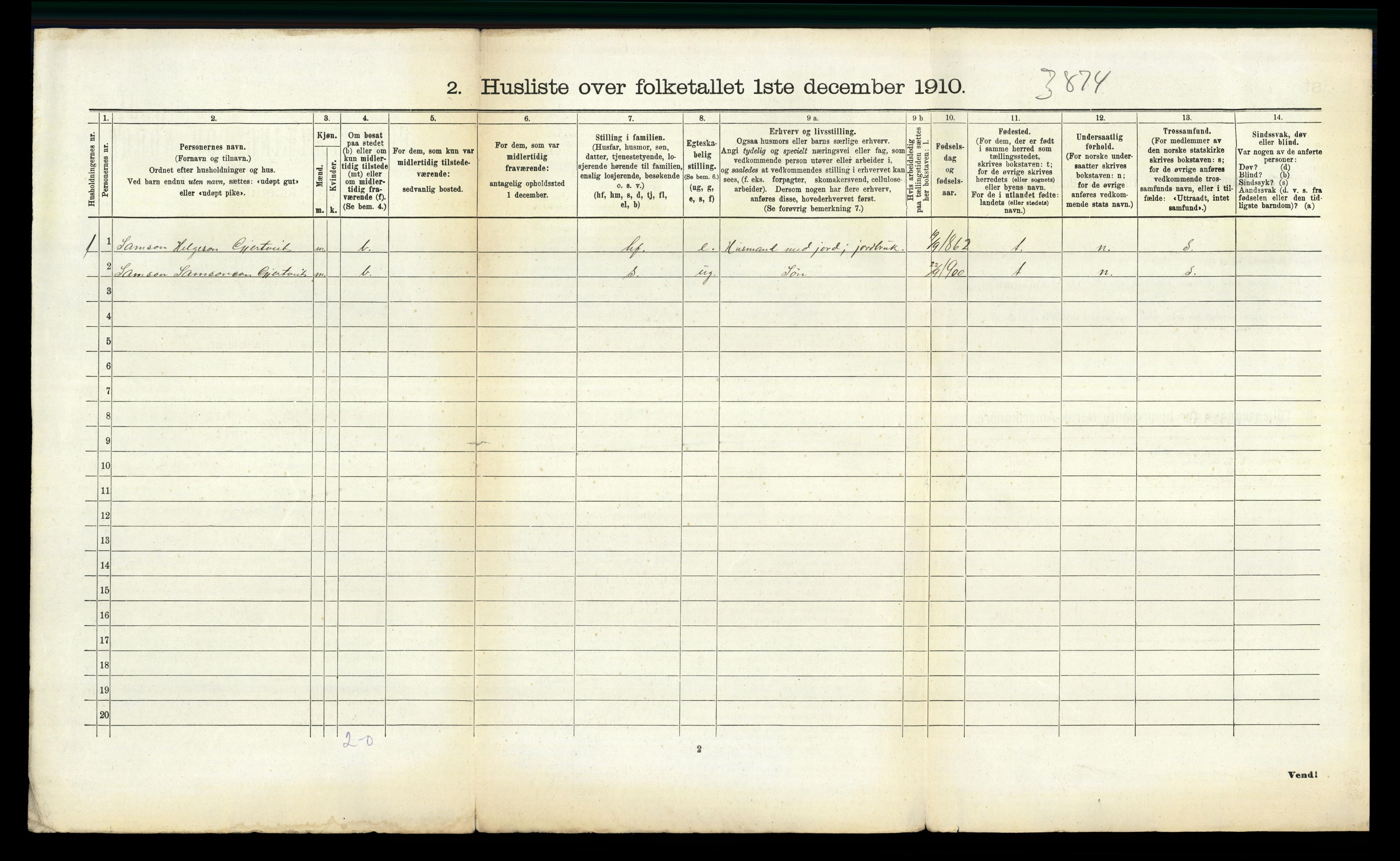 RA, 1910 census for Ullensvang, 1910, p. 844