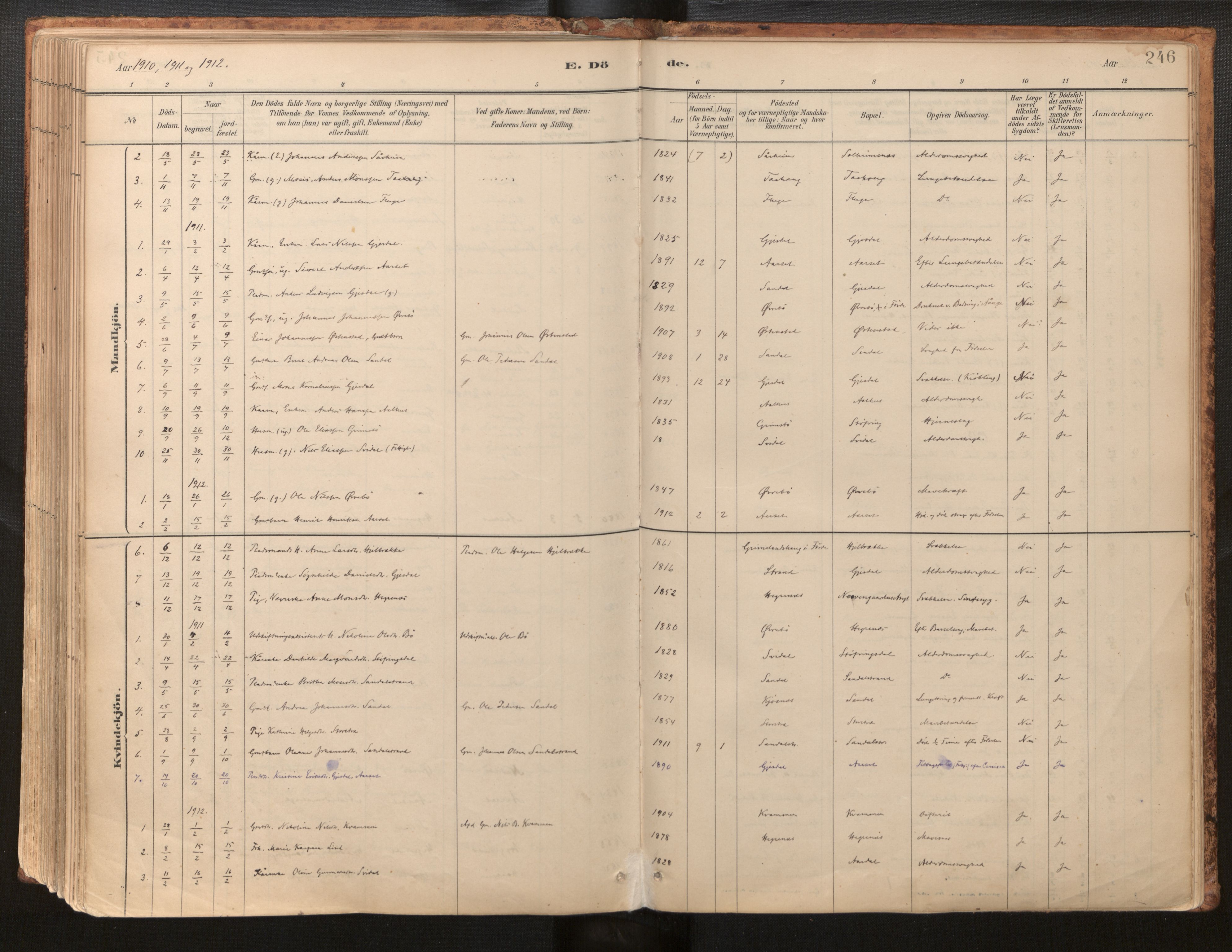 Jølster sokneprestembete, AV/SAB-A-80701/H/Haa/Haab/L0001: Parish register (official) no. B 1, 1882-1930, p. 246