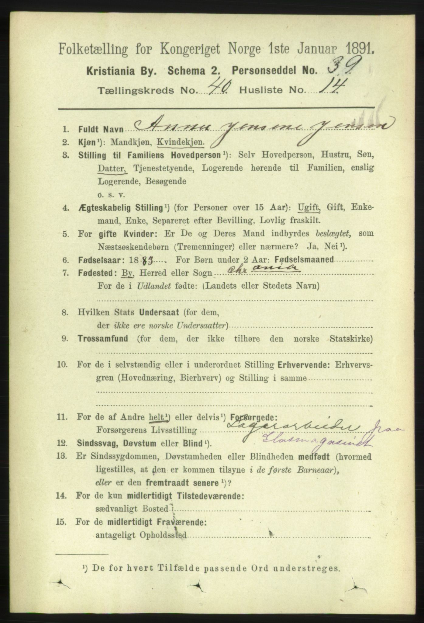 RA, 1891 census for 0301 Kristiania, 1891, p. 23195