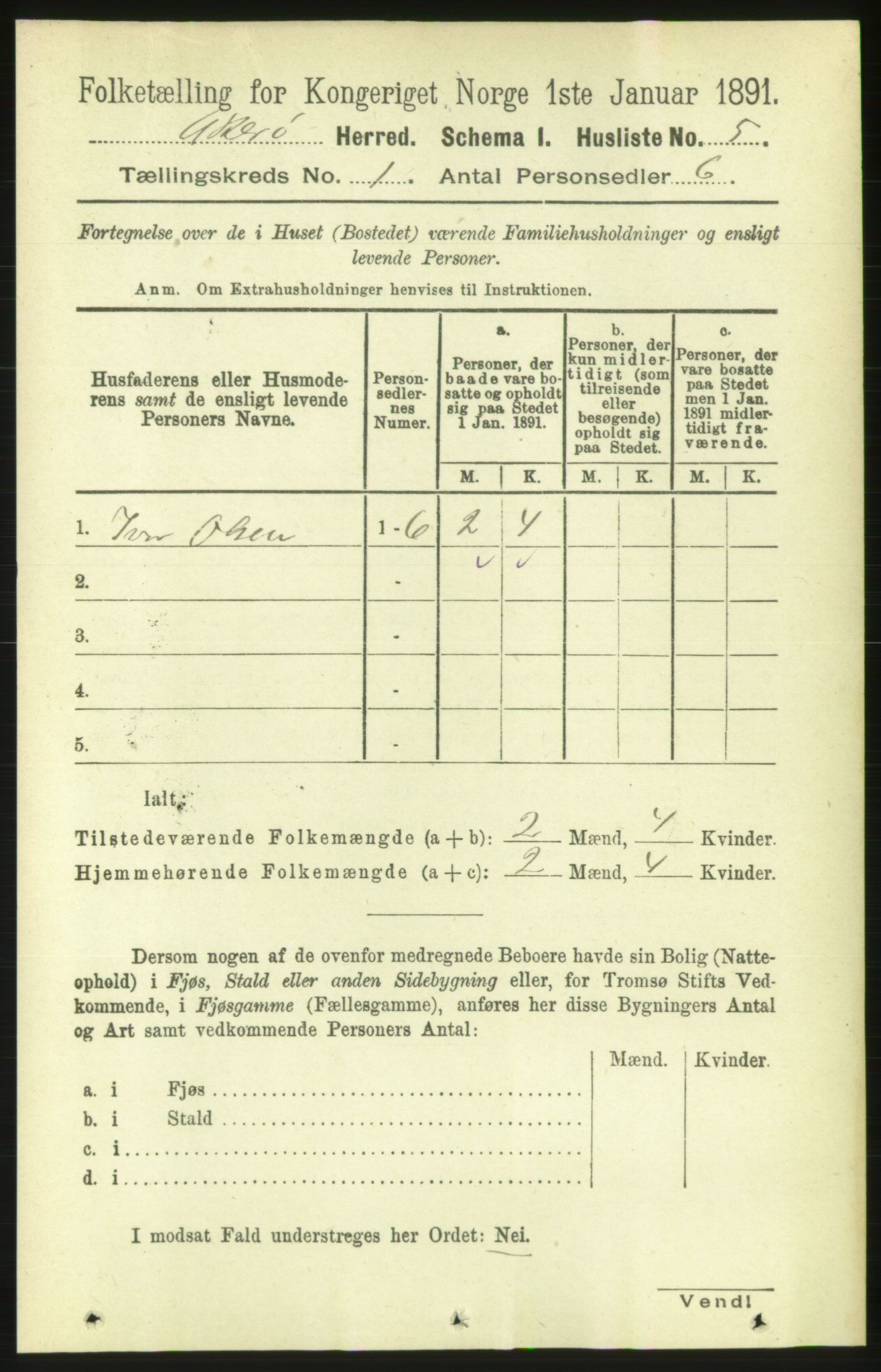 RA, 1891 census for 1545 Aukra, 1891, p. 26