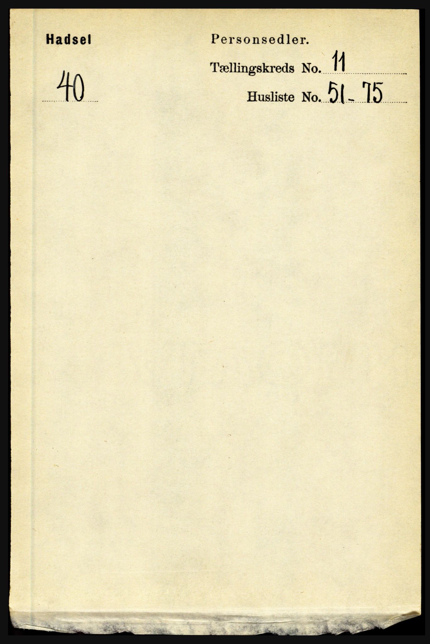 RA, 1891 census for 1866 Hadsel, 1891, p. 5054