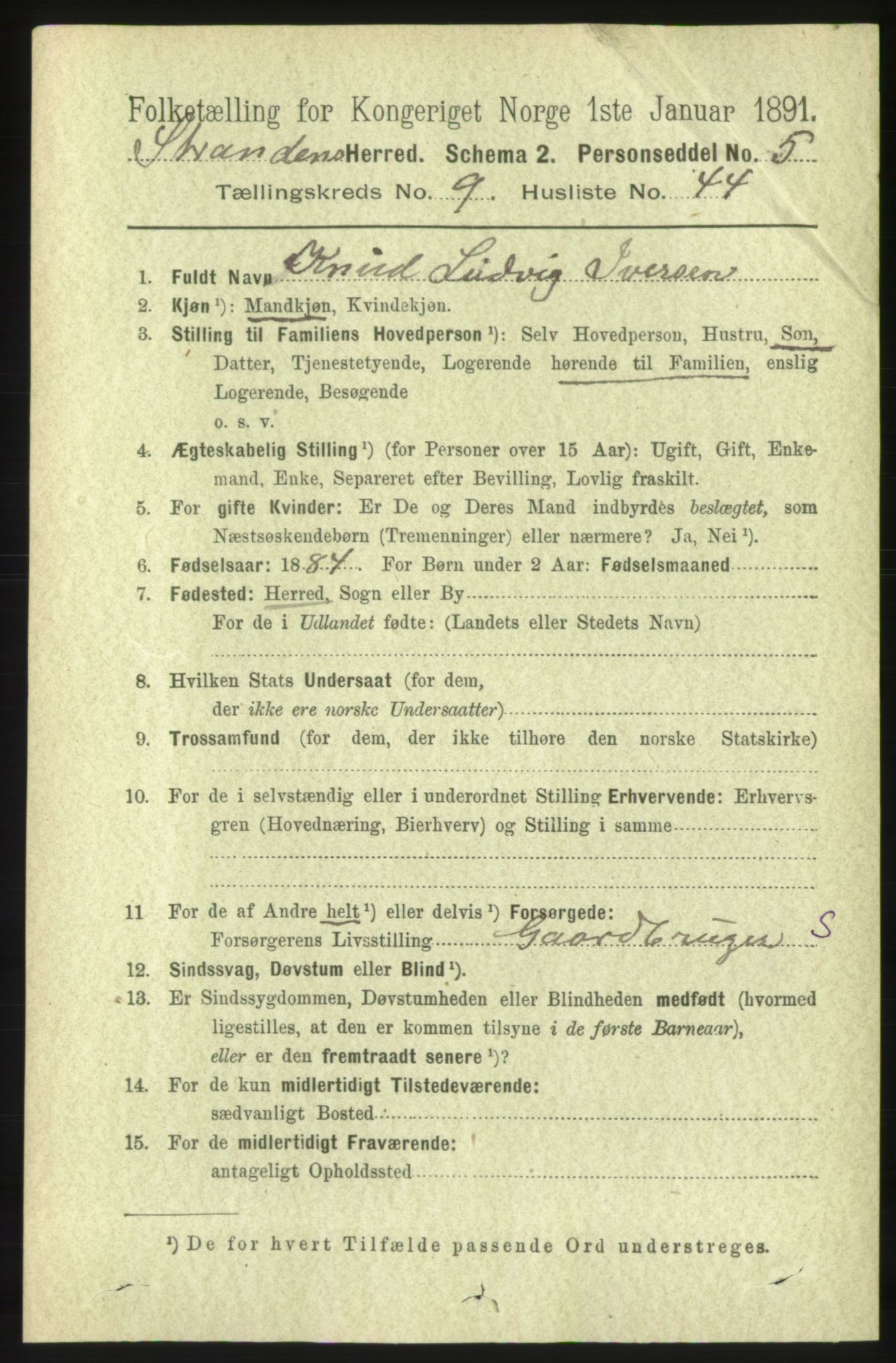 RA, 1891 census for 1525 Stranda, 1891, p. 2365