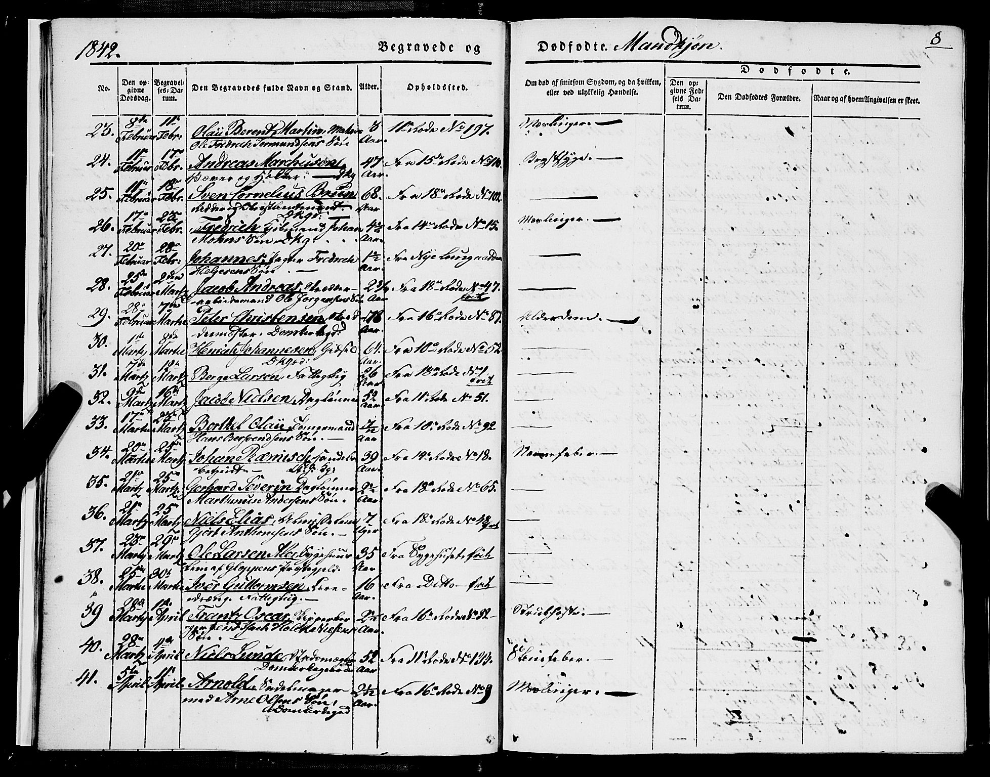 Domkirken sokneprestembete, AV/SAB-A-74801/H/Haa/L0040: Parish register (official) no. E 1, 1841-1853, p. 8