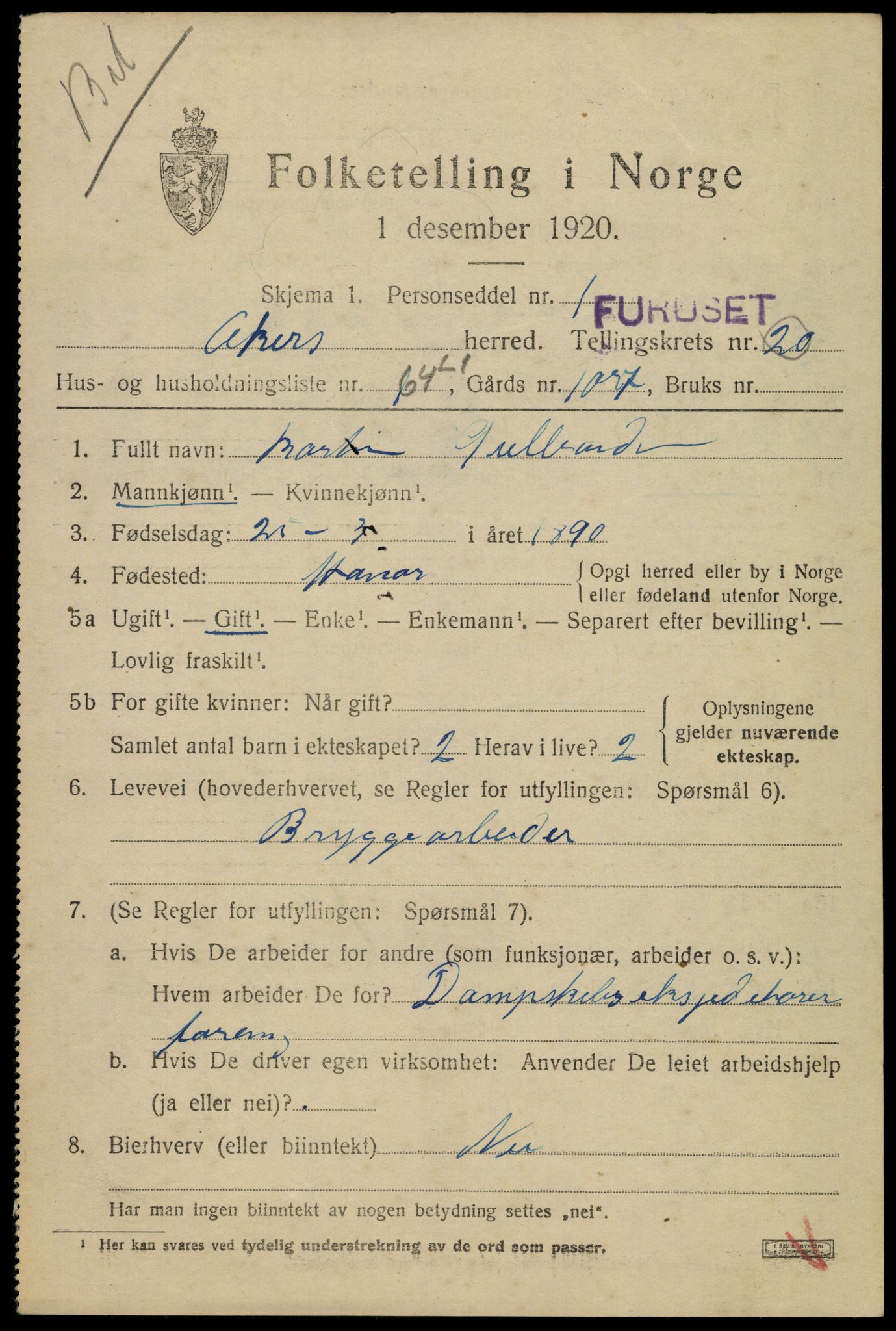 SAO, 1920 census for Aker, 1920, p. 125320