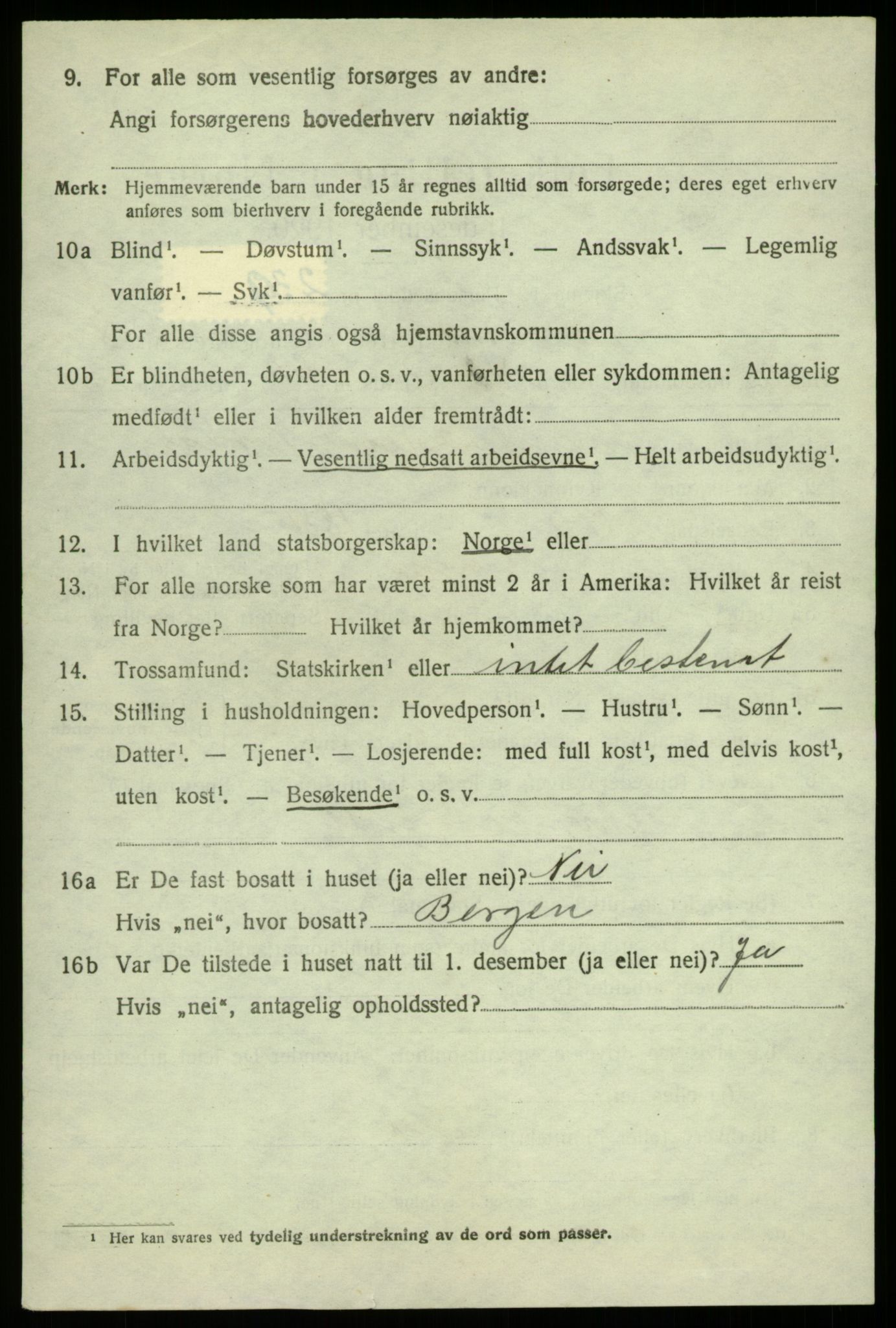 SAB, 1920 census for Alversund, 1920, p. 5303