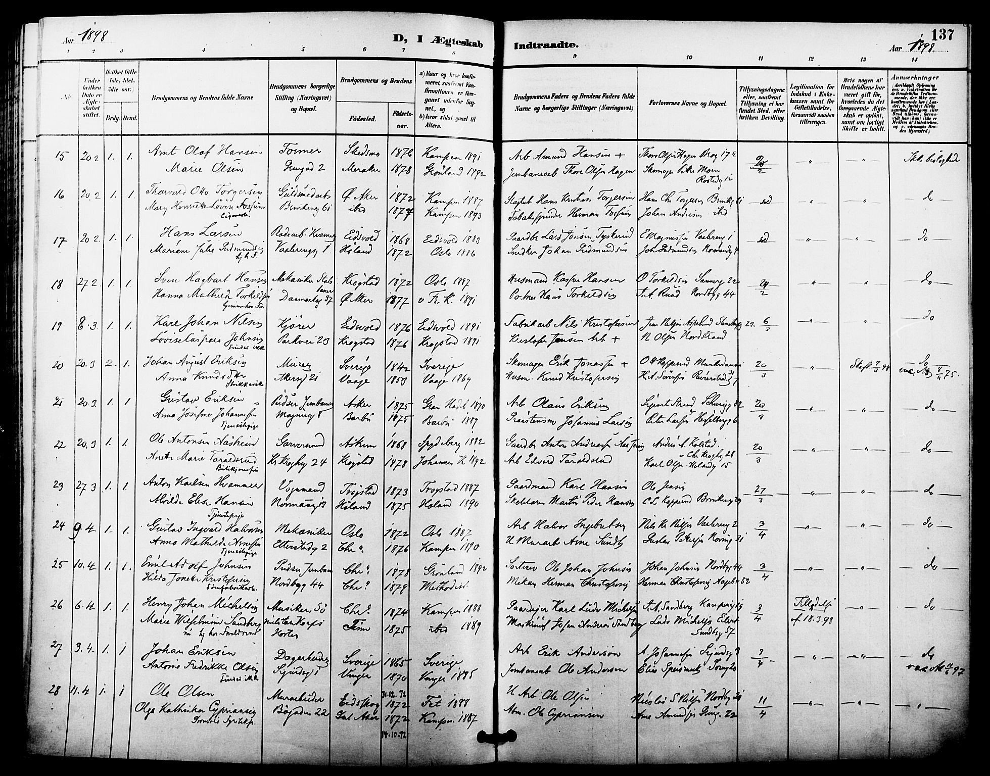 Kampen prestekontor Kirkebøker, AV/SAO-A-10853/F/Fa/L0008: Parish register (official) no. I 8, 1892-1902, p. 137