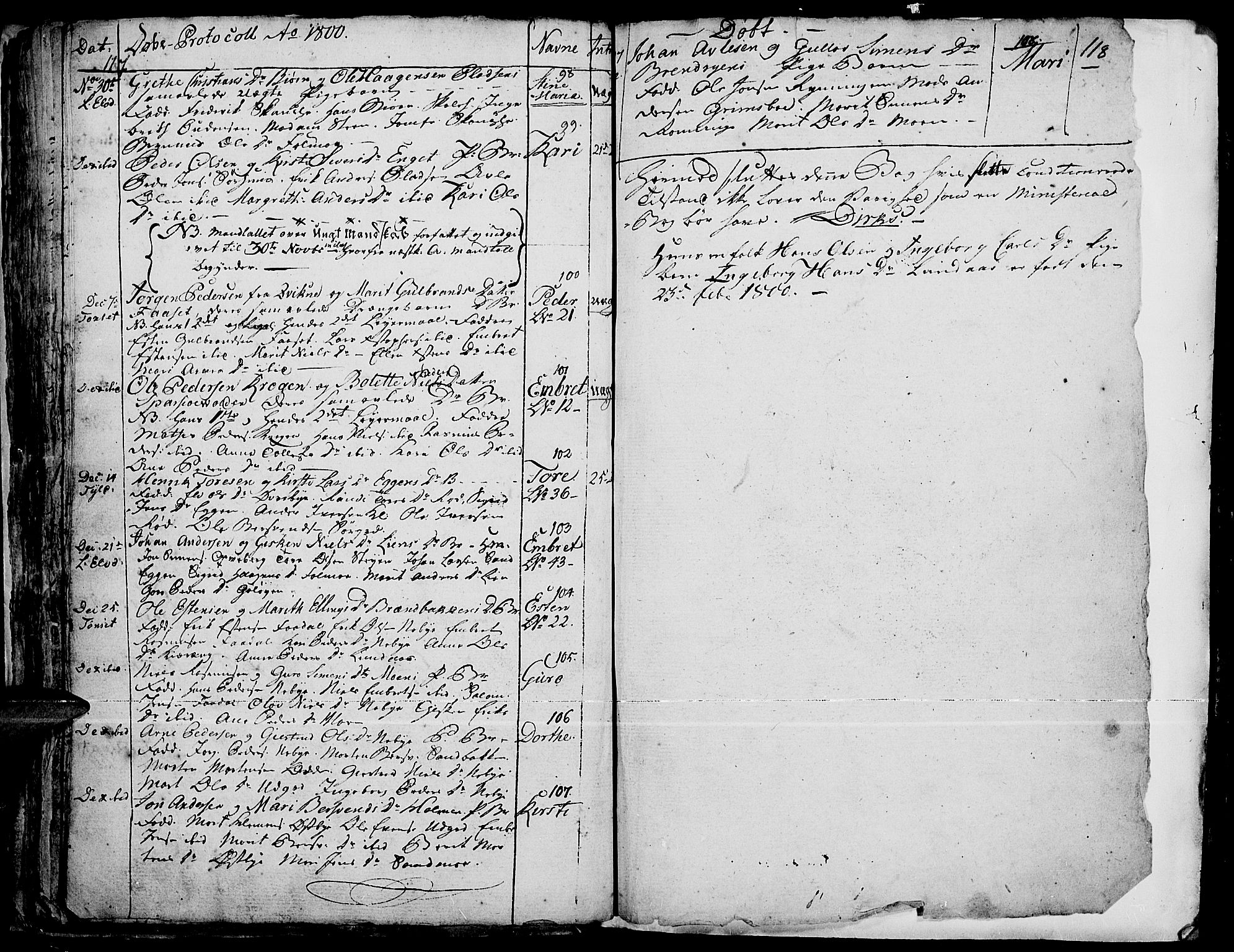 Tynset prestekontor, SAH/PREST-058/H/Ha/Haa/L0014: Parish register (official) no. 14, 1790-1800, p. 117-118