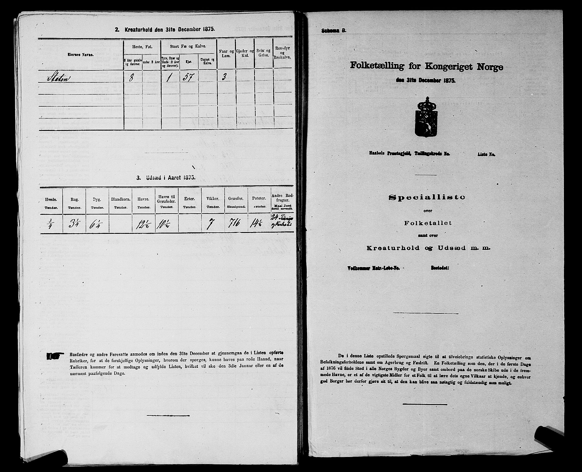 RA, 1875 census for 0218aP Vestre Aker, 1875, p. 863