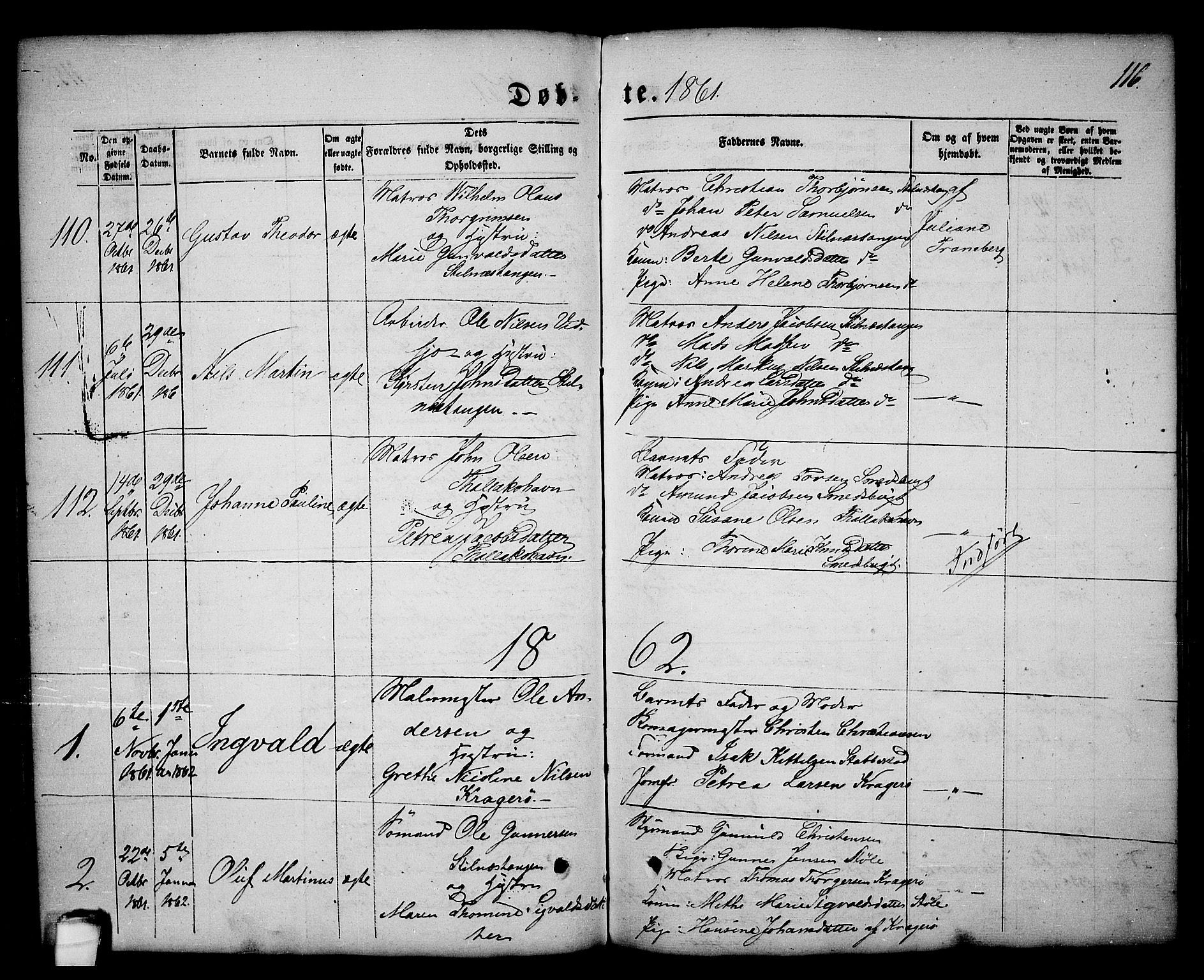 Kragerø kirkebøker, SAKO/A-278/G/Ga/L0004: Parish register (copy) no. 4, 1853-1865, p. 116
