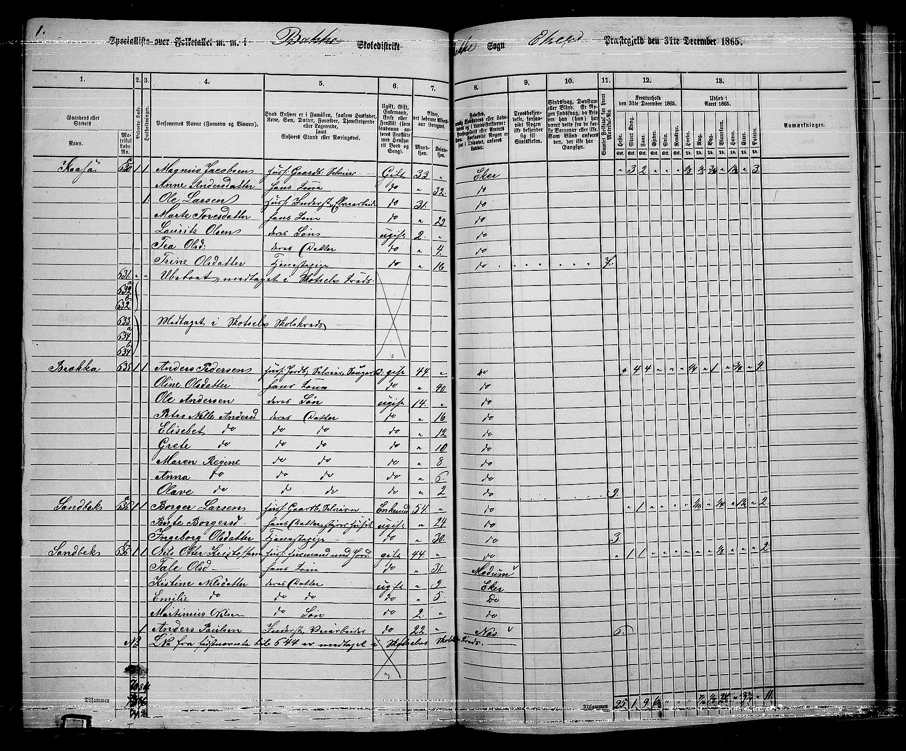 RA, 1865 census for Eiker, 1865, p. 449