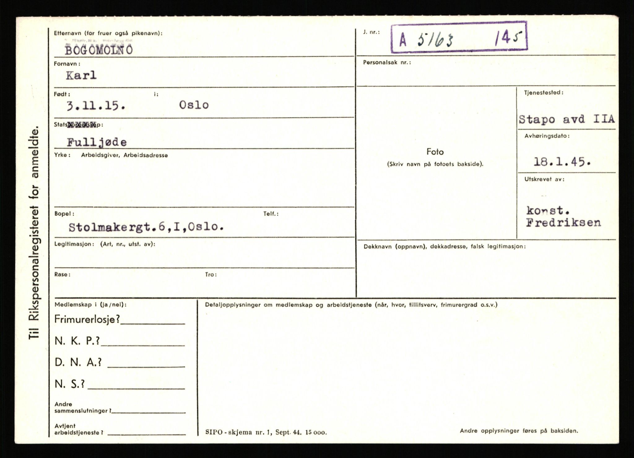 Statspolitiet - Hovedkontoret / Osloavdelingen, AV/RA-S-1329/C/Ca/L0002: Arneberg - Brand, 1943-1945, p. 4423