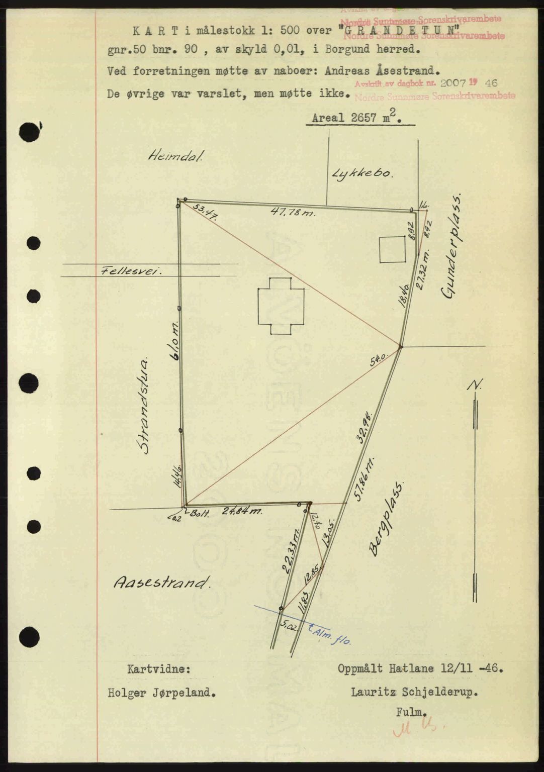 Nordre Sunnmøre sorenskriveri, AV/SAT-A-0006/1/2/2C/2Ca: Mortgage book no. A23, 1946-1947, Diary no: : 2007/1946