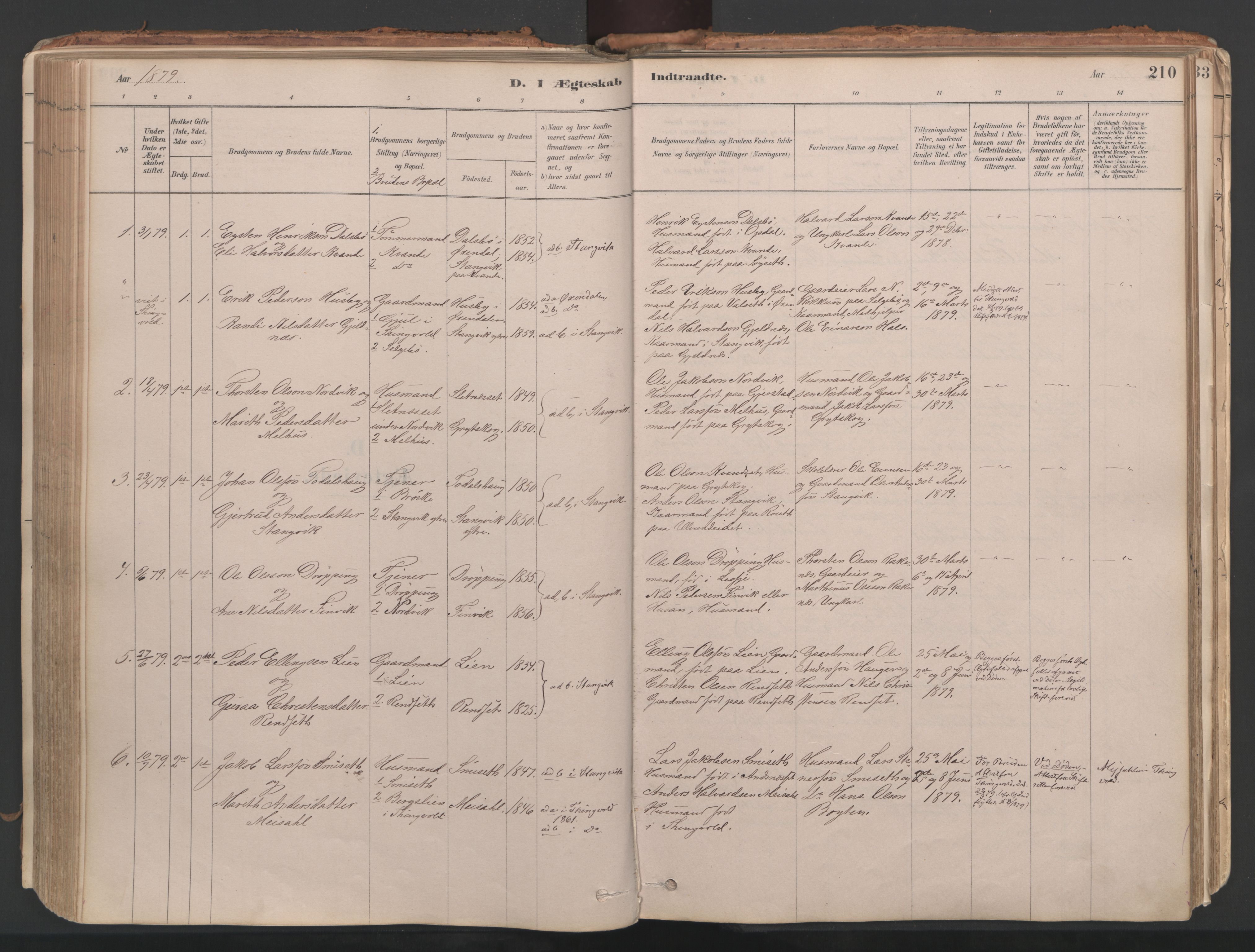 Ministerialprotokoller, klokkerbøker og fødselsregistre - Møre og Romsdal, AV/SAT-A-1454/592/L1029: Parish register (official) no. 592A07, 1879-1902, p. 210