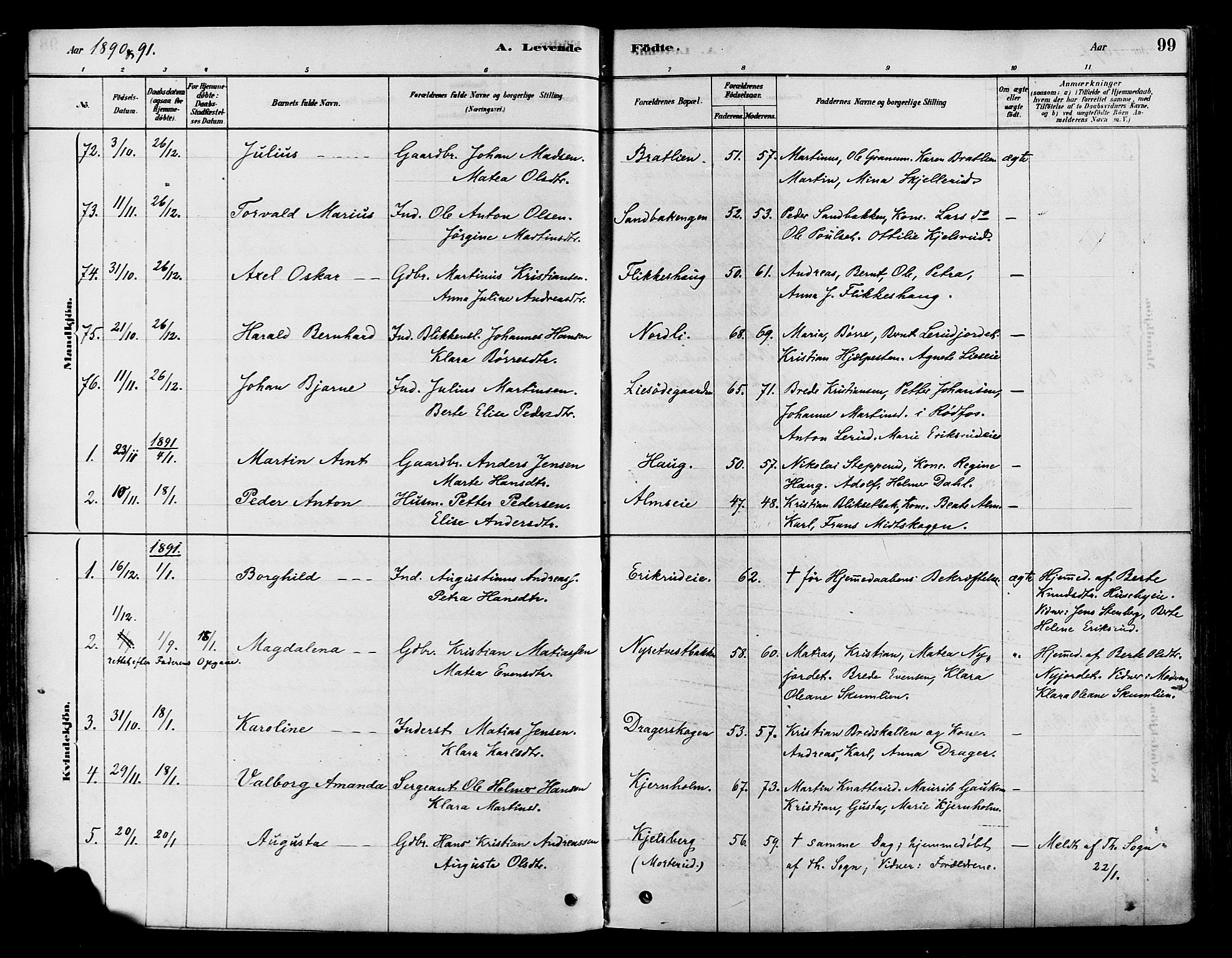 Vestre Toten prestekontor, SAH/PREST-108/H/Ha/Haa/L0009: Parish register (official) no. 9, 1878-1894, p. 99