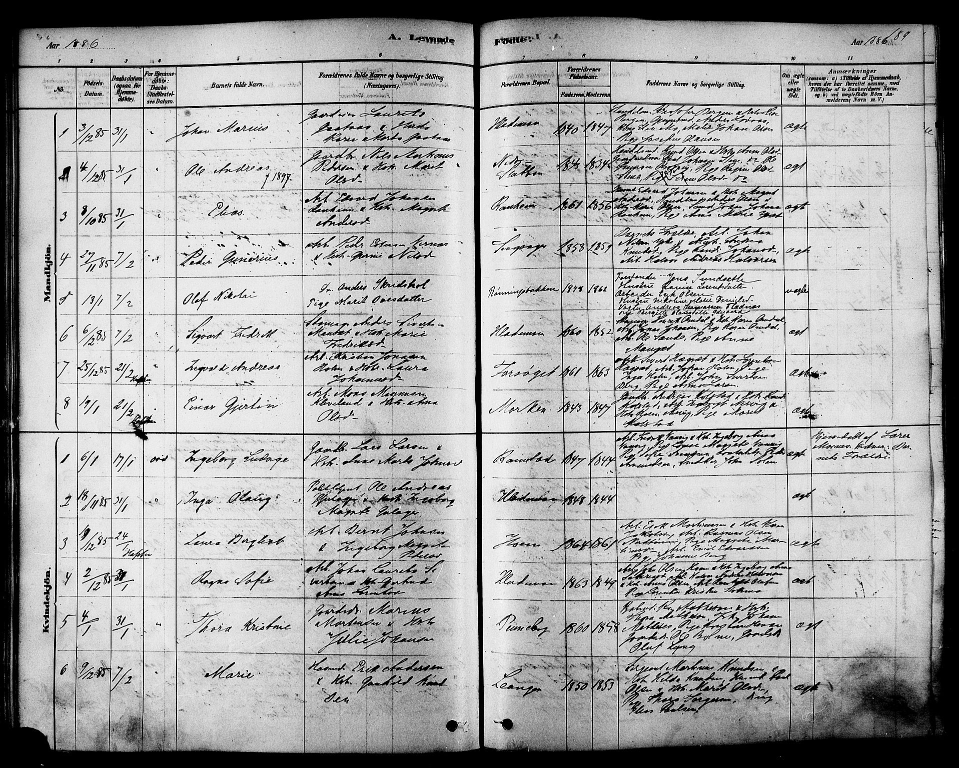 Ministerialprotokoller, klokkerbøker og fødselsregistre - Sør-Trøndelag, SAT/A-1456/606/L0294: Parish register (official) no. 606A09, 1878-1886, p. 189