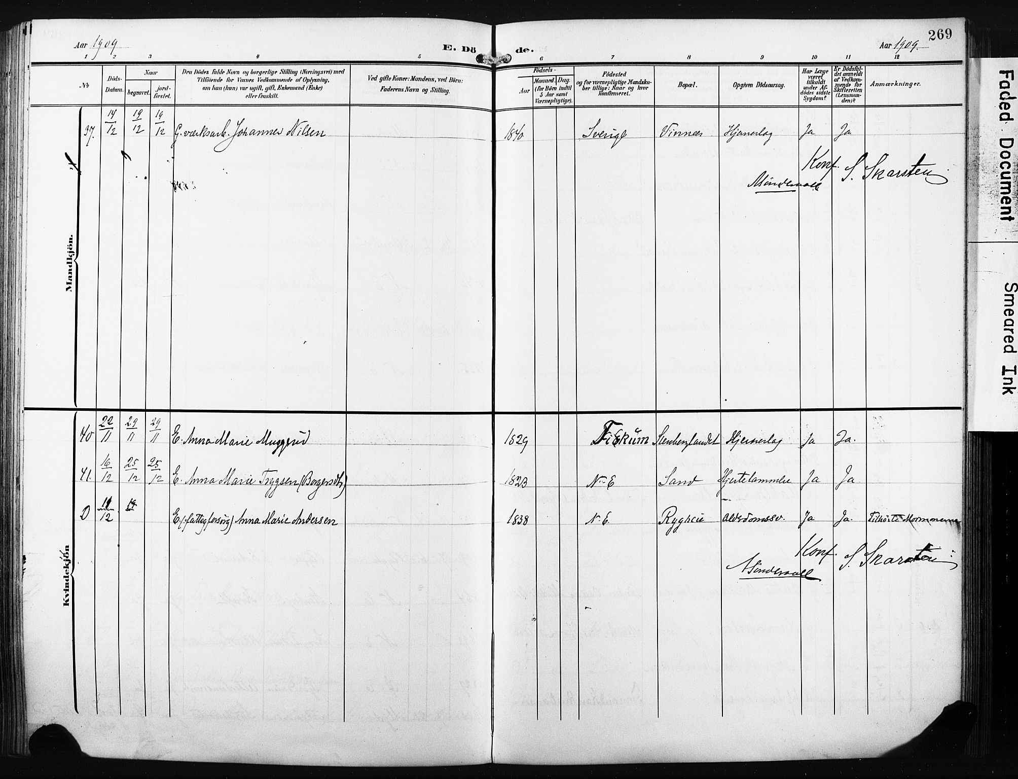 Nedre Eiker kirkebøker, AV/SAKO-A-612/F/Fa/L0006: Parish register (official) no. 6, 1906-1912, p. 269