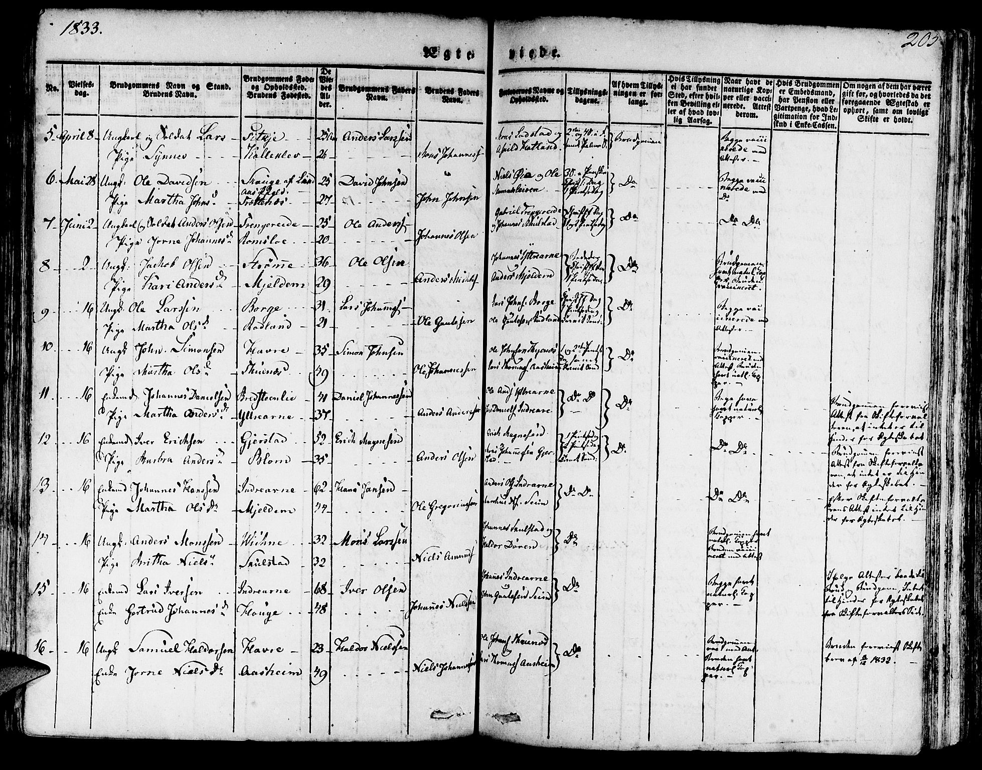 Haus sokneprestembete, SAB/A-75601/H/Haa: Parish register (official) no. A 14, 1827-1838, p. 205