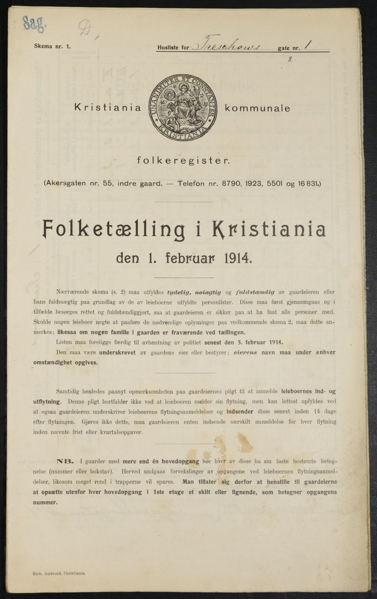 OBA, Municipal Census 1914 for Kristiania, 1914, p. 116385