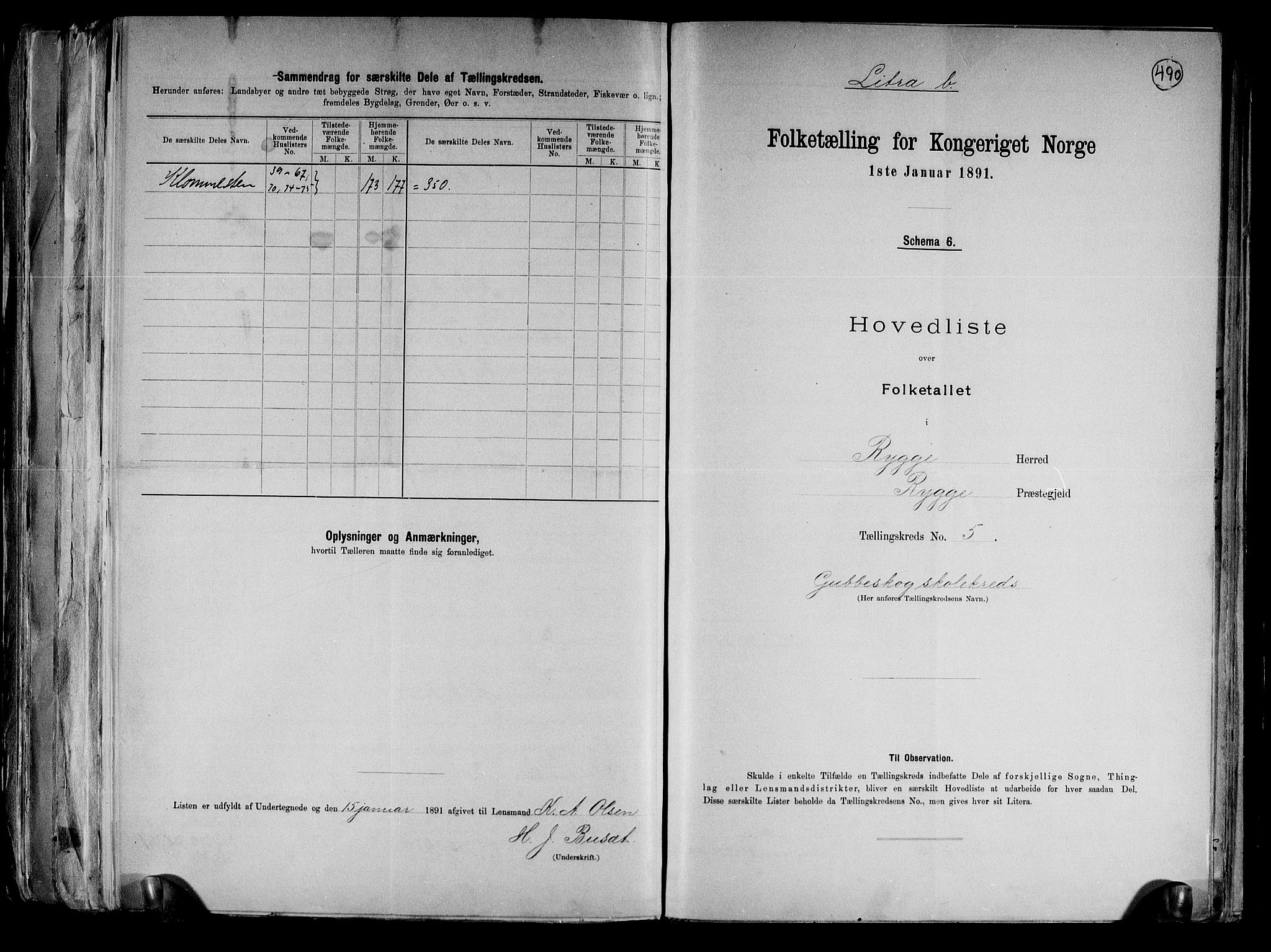 RA, 1891 census for 0136 Rygge, 1891, p. 19