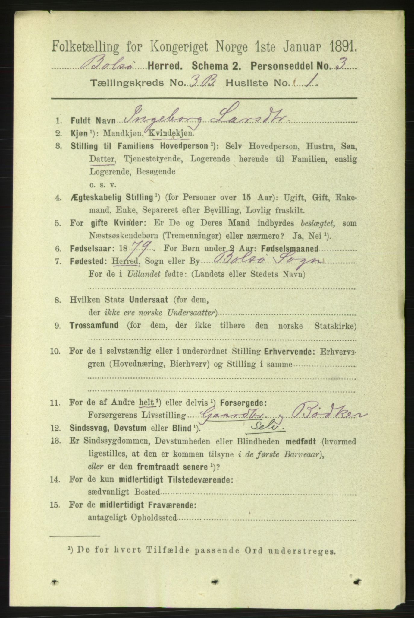 RA, 1891 census for 1544 Bolsøy, 1891, p. 2091